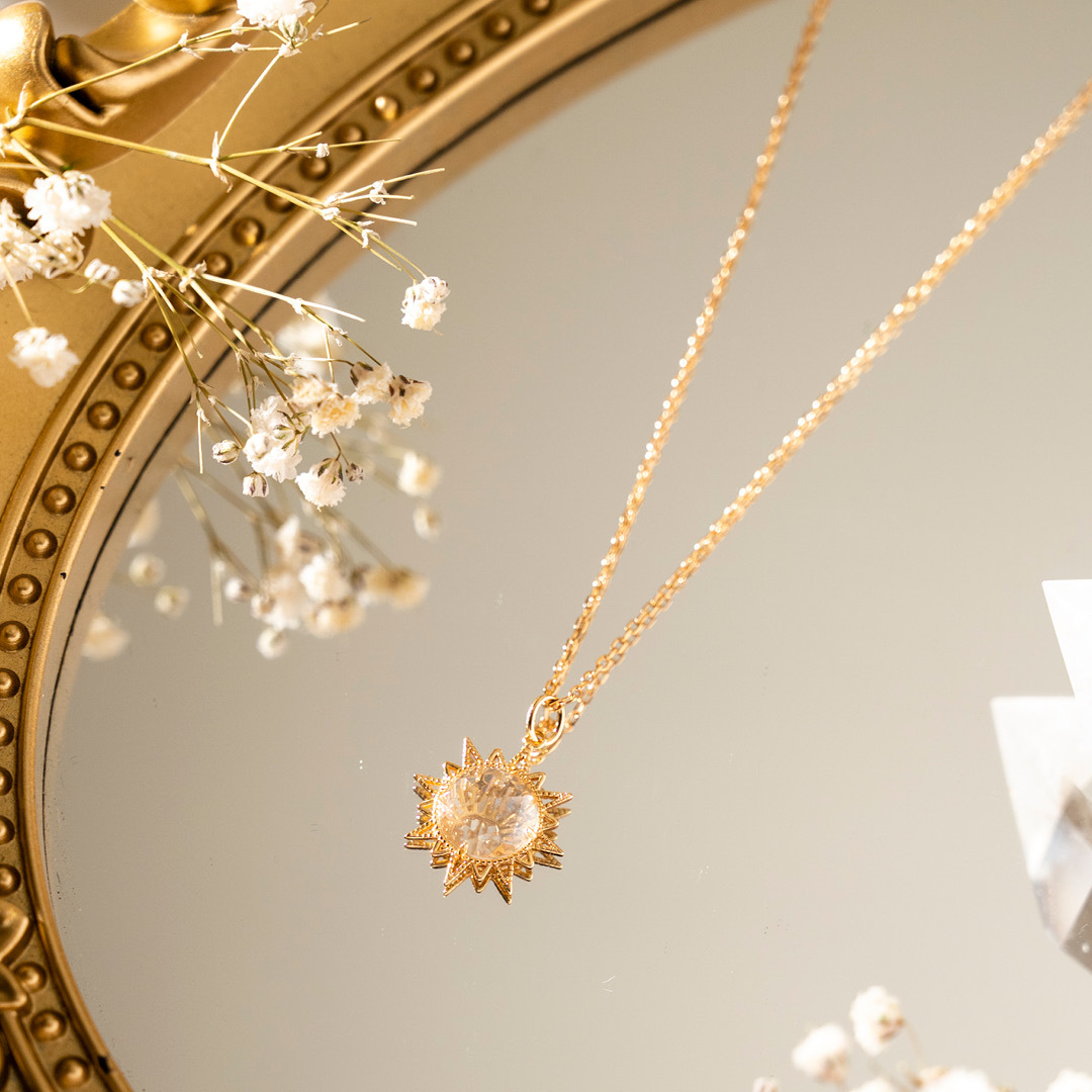 【輕奢】日月星辰-14K金白水晶項鍊