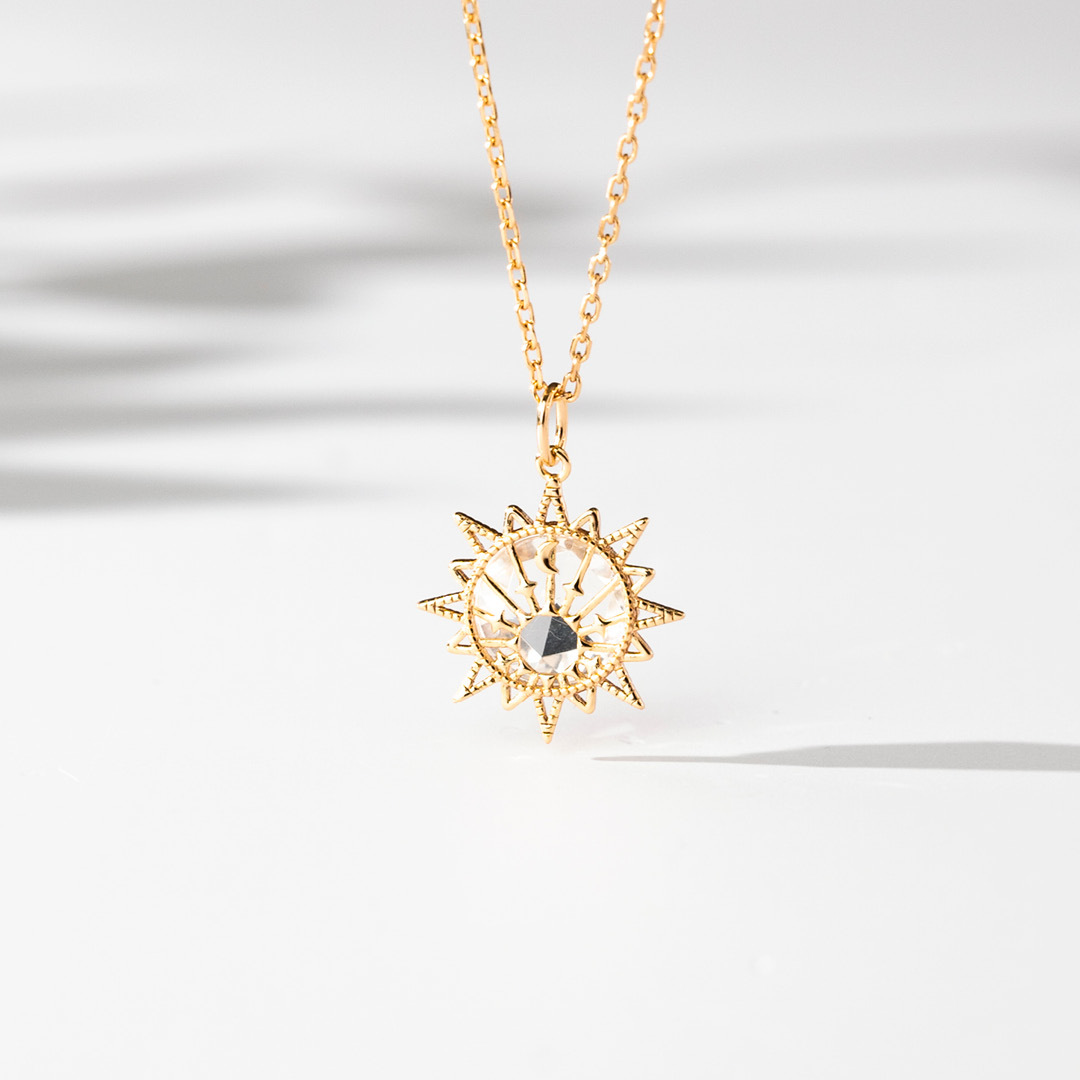 【輕奢】日月星辰-14K金白水晶項鍊