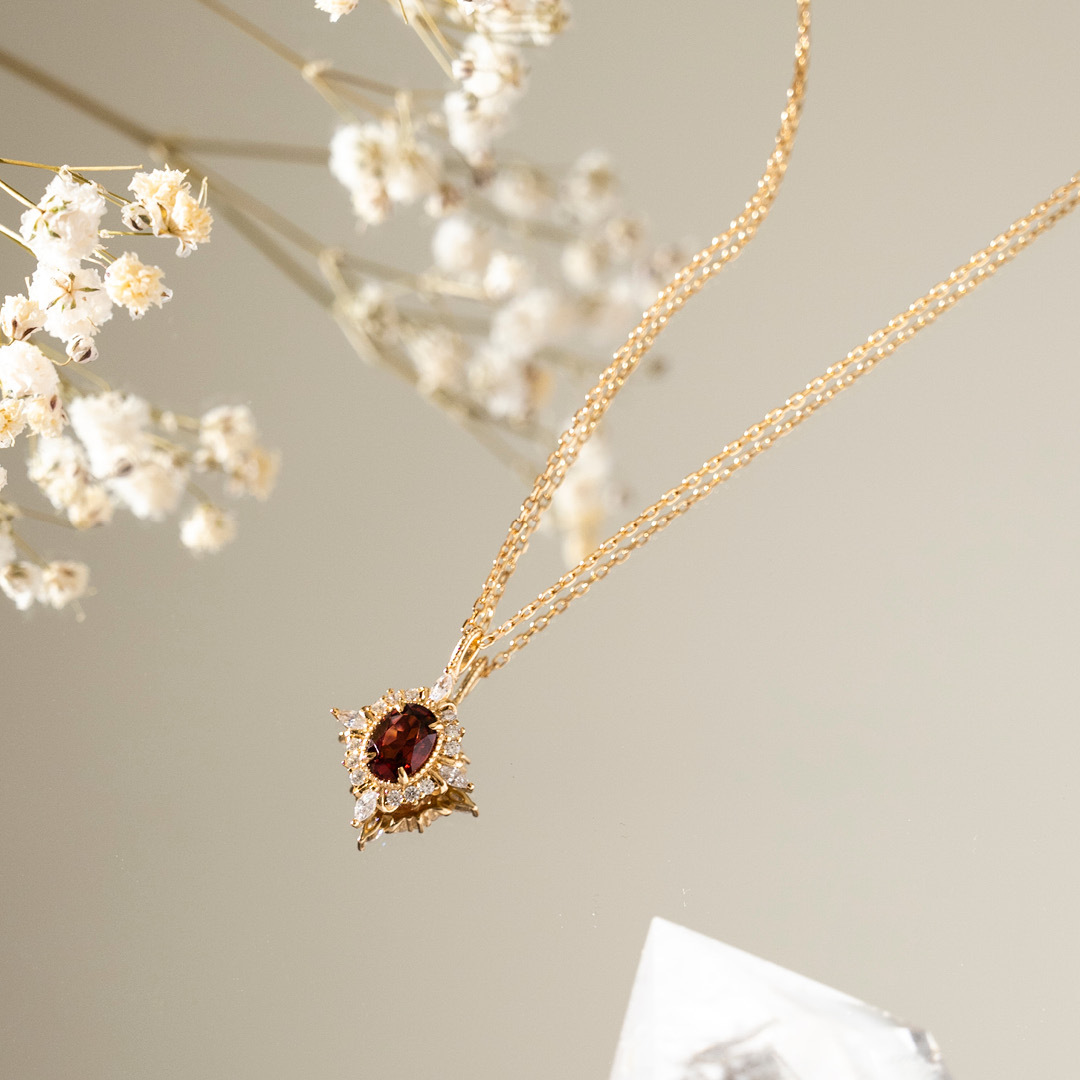 【輕奢】凱瑟琳王后-14K金石榴石項鍊