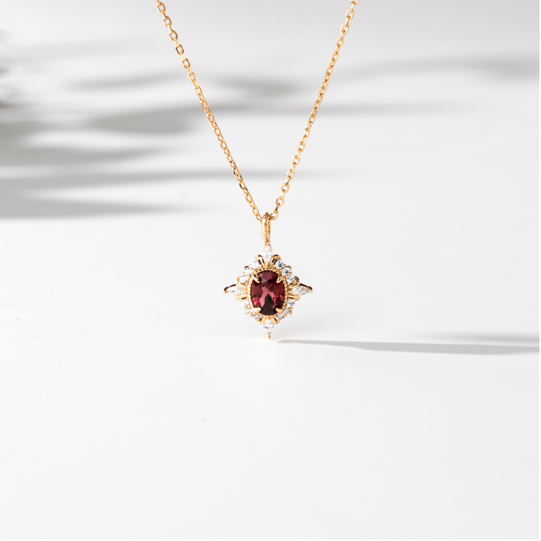 【輕奢】凱瑟琳王后-14K金石榴石項鍊