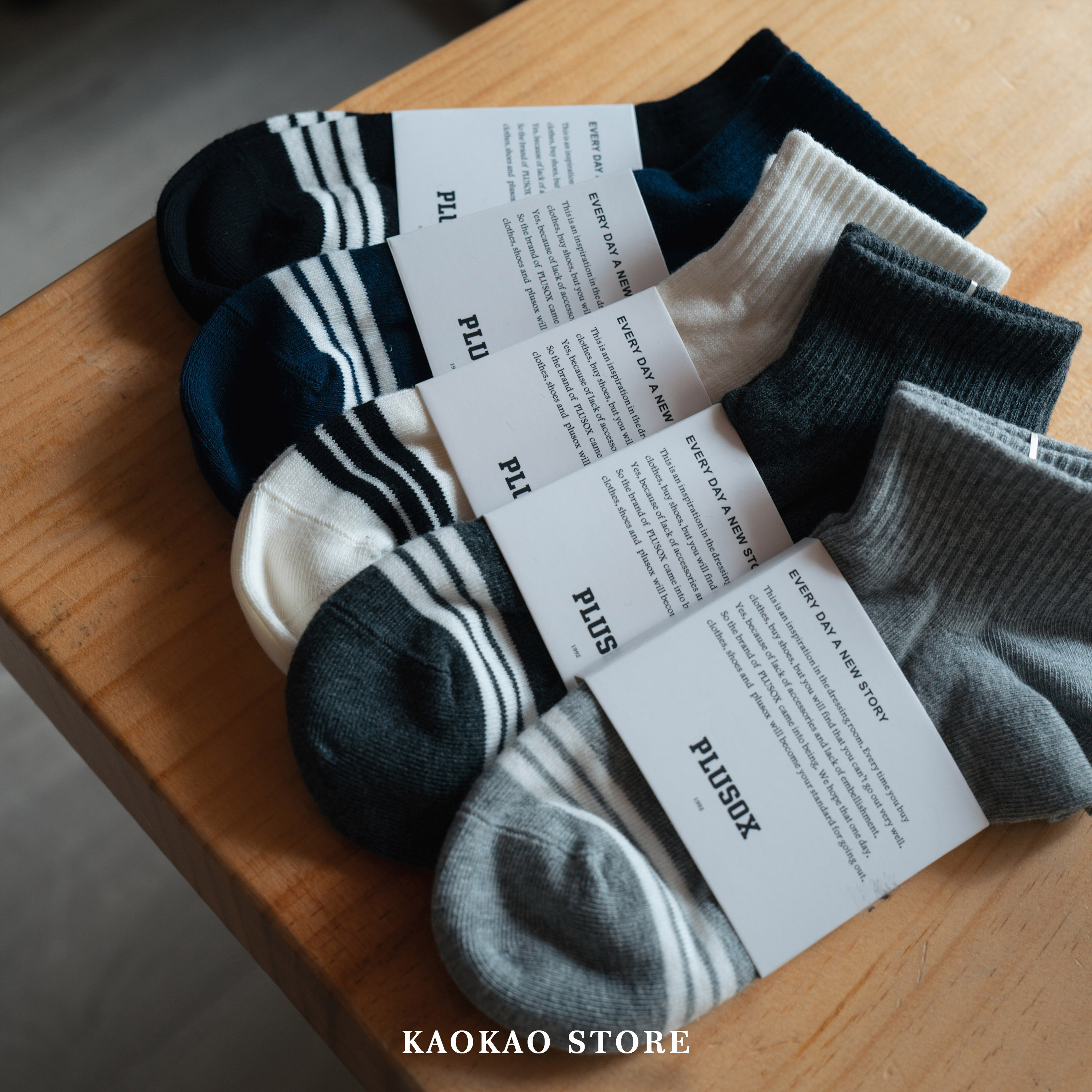 plusox 吸汗防滑 粗細 條紋 短襪【PL255】
