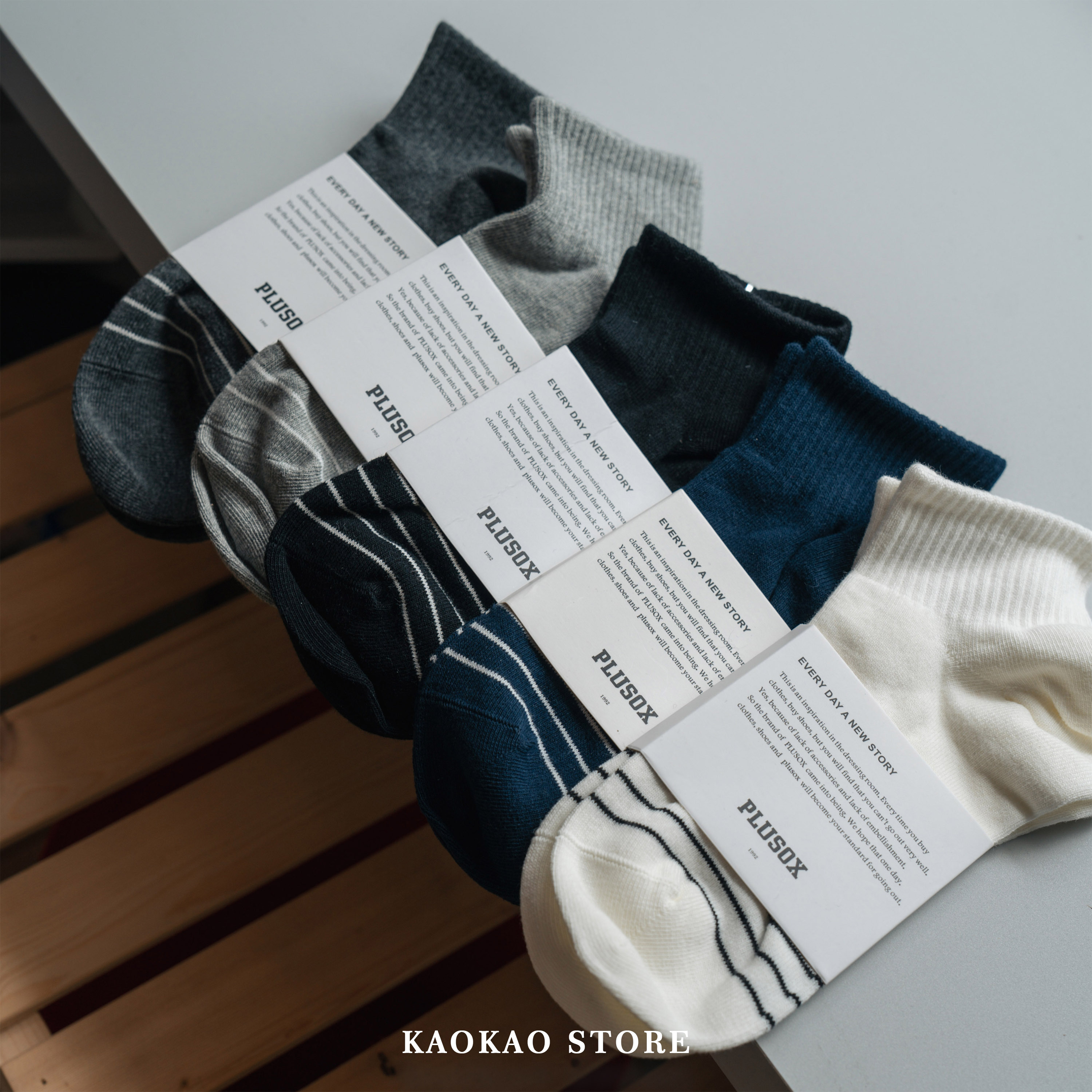 plusox 吸汗防滑 粗細 條紋 短襪【PL255】