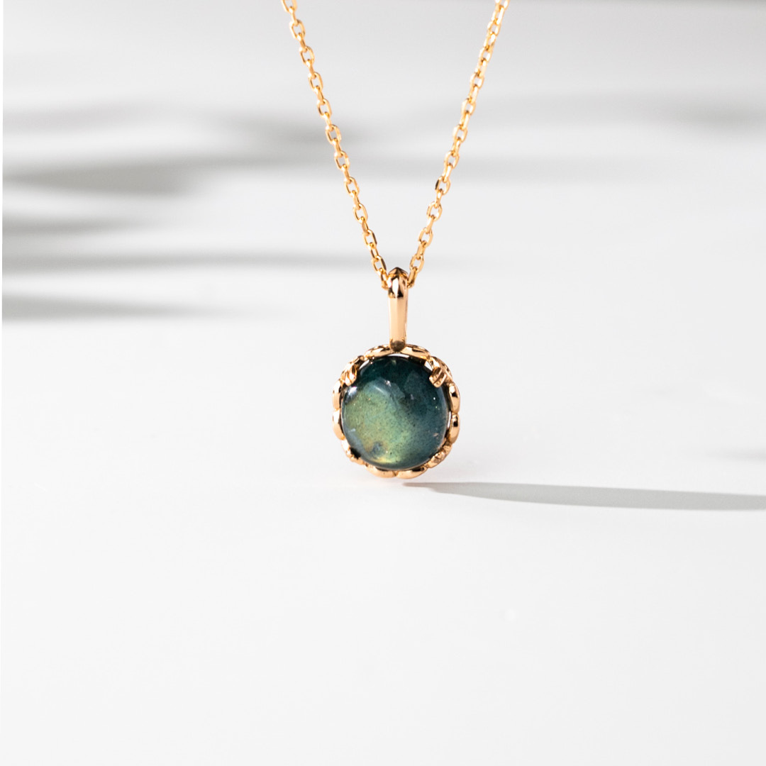 【輕奢】夏綠蒂的秘密-14K金拉長石/孔雀石雙面項鍊