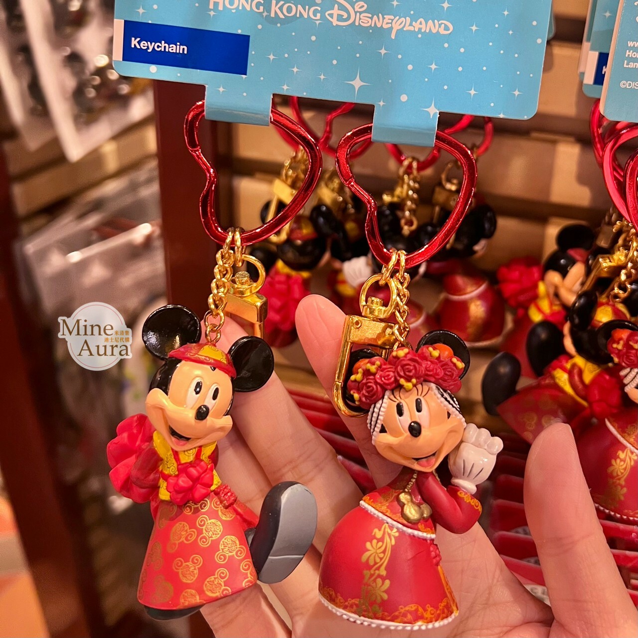 米奇 Mickey 米妮 Minnie 中式旗袍 造型 鑰匙圈 吊飾 2入組 -香港迪士尼樂園
