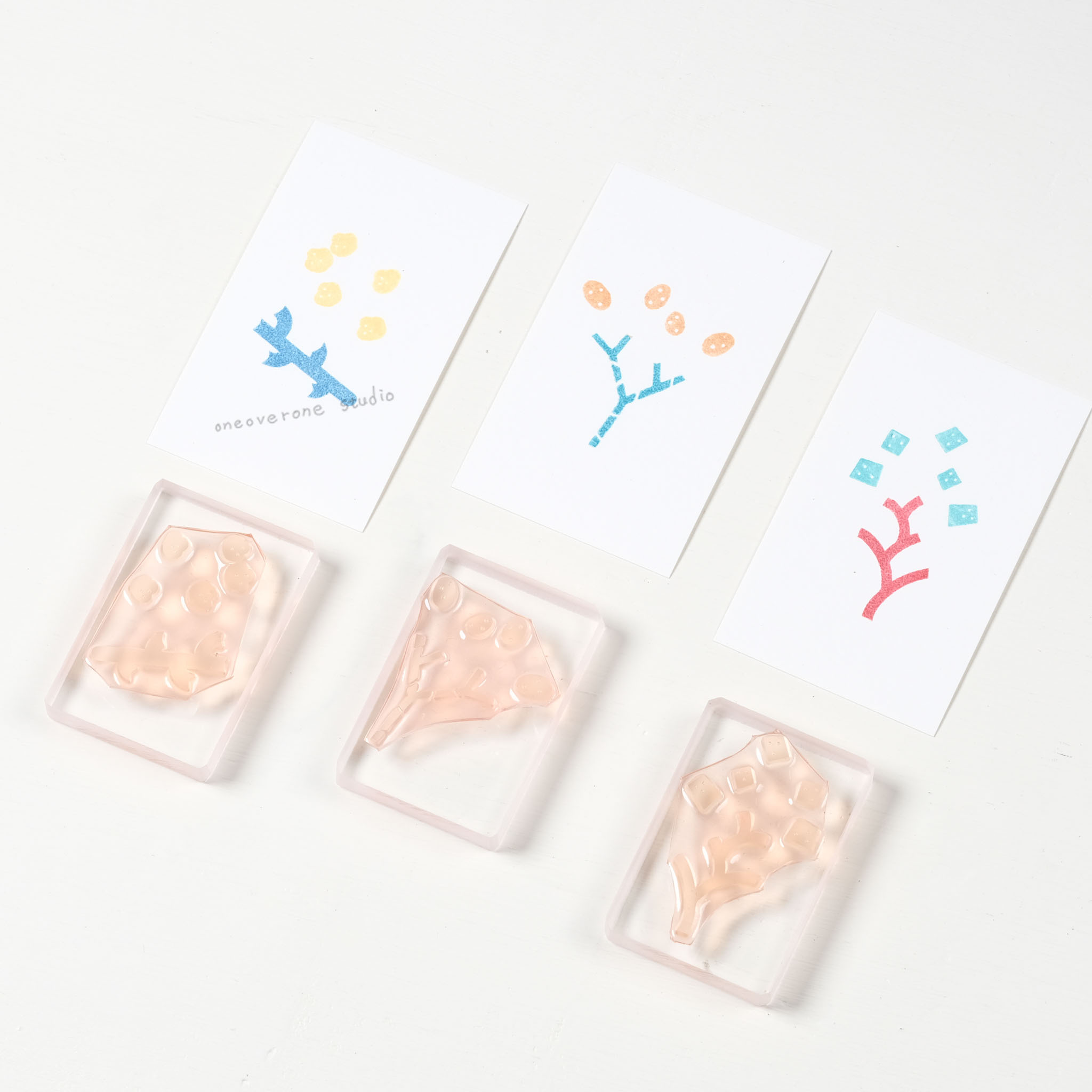 套色幾何花  膠版印章｜一分之一工作室 TAIWAN