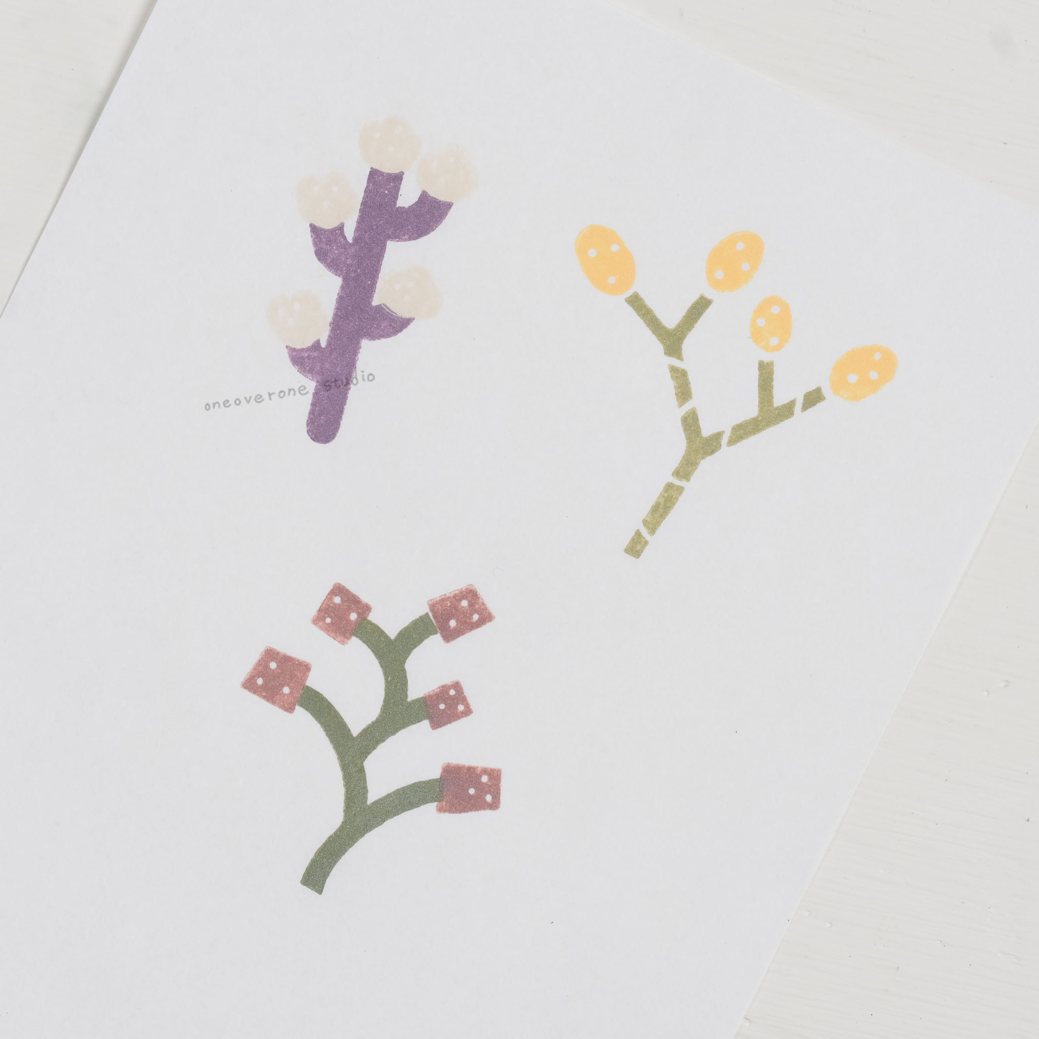 套色幾何花  膠版印章｜一分之一工作室 TAIWAN