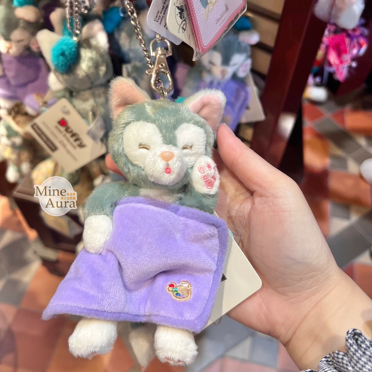 (現貨) 甜睡 Duffy's Sweet Dreams 傑拉托尼 畫家貓 Gelatoni 睡顏 絨毛 吊飾 鑰匙圈 -香港迪士尼樂園