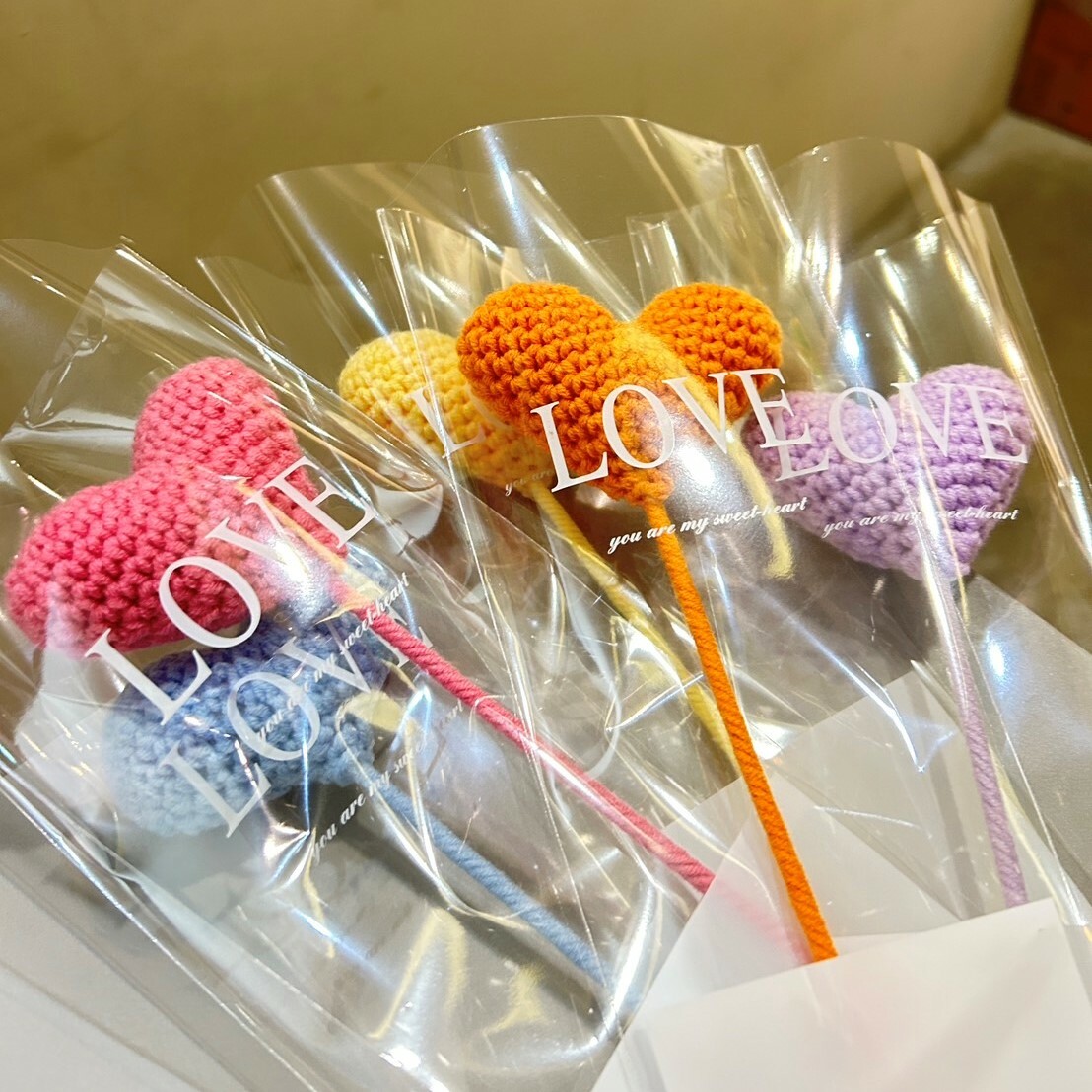 《2162》編織心型單枝花擺設