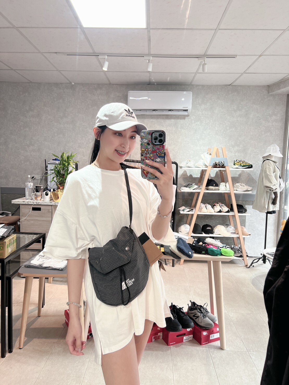 代購 The North Face 北臉復古格紋 側背包 可收納 防水 肩背包 MAY-