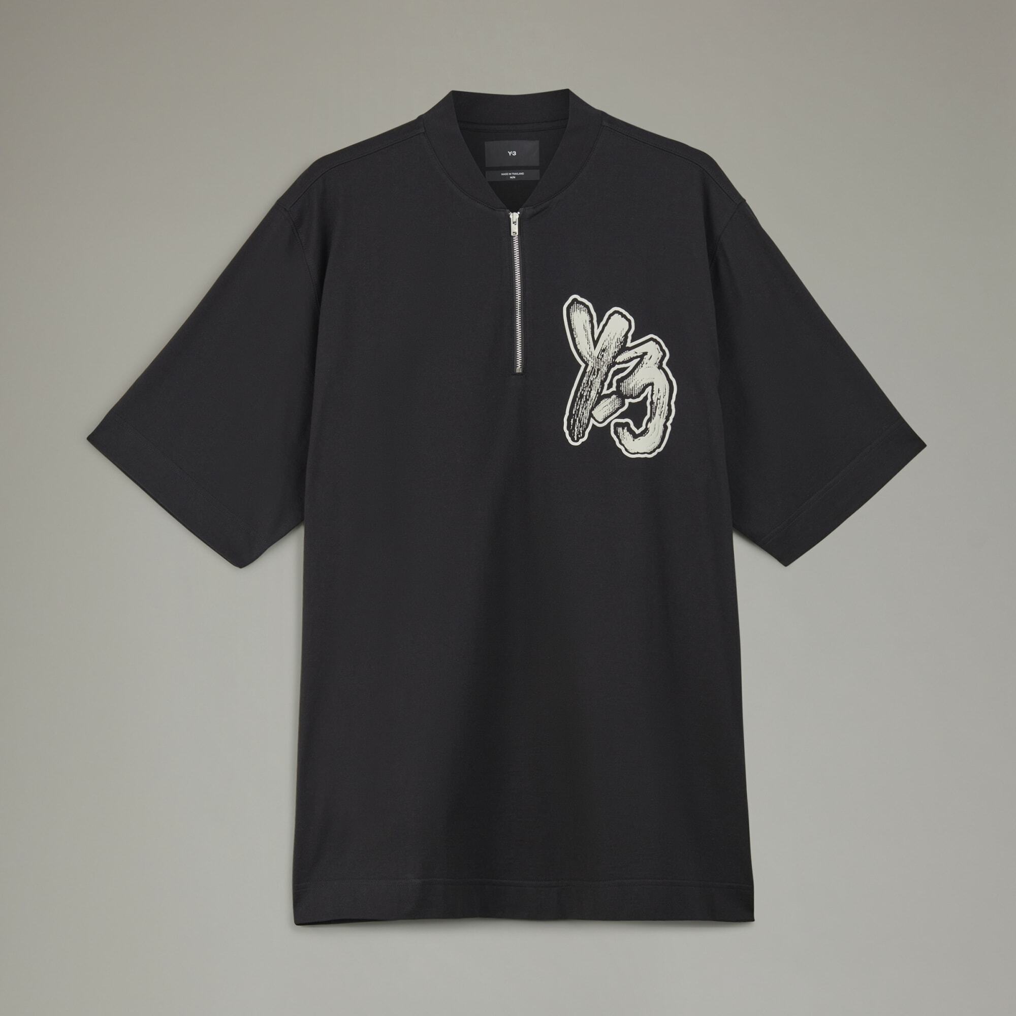 【 Y-3 HZ SS TEE 拉鍊短TEE - 黑 】