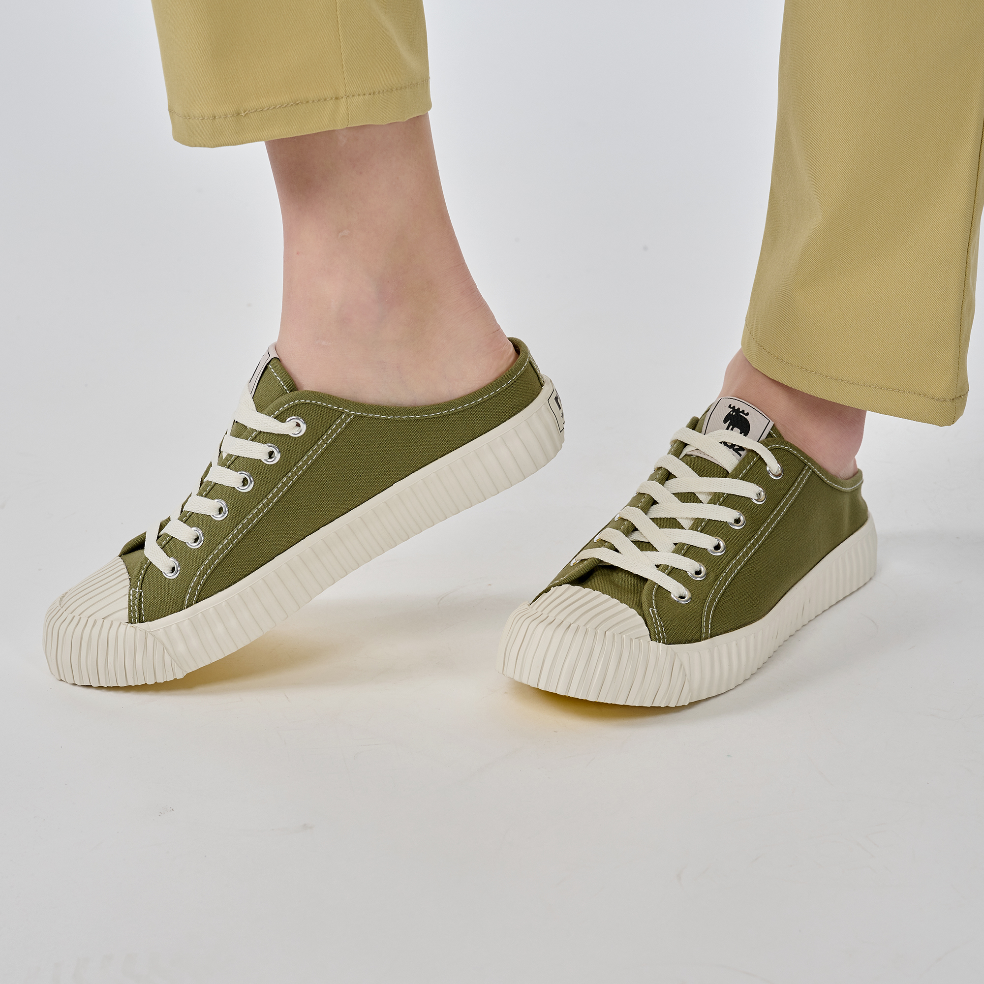 moz Sweden Muller slipper biscuit shoes-olive green