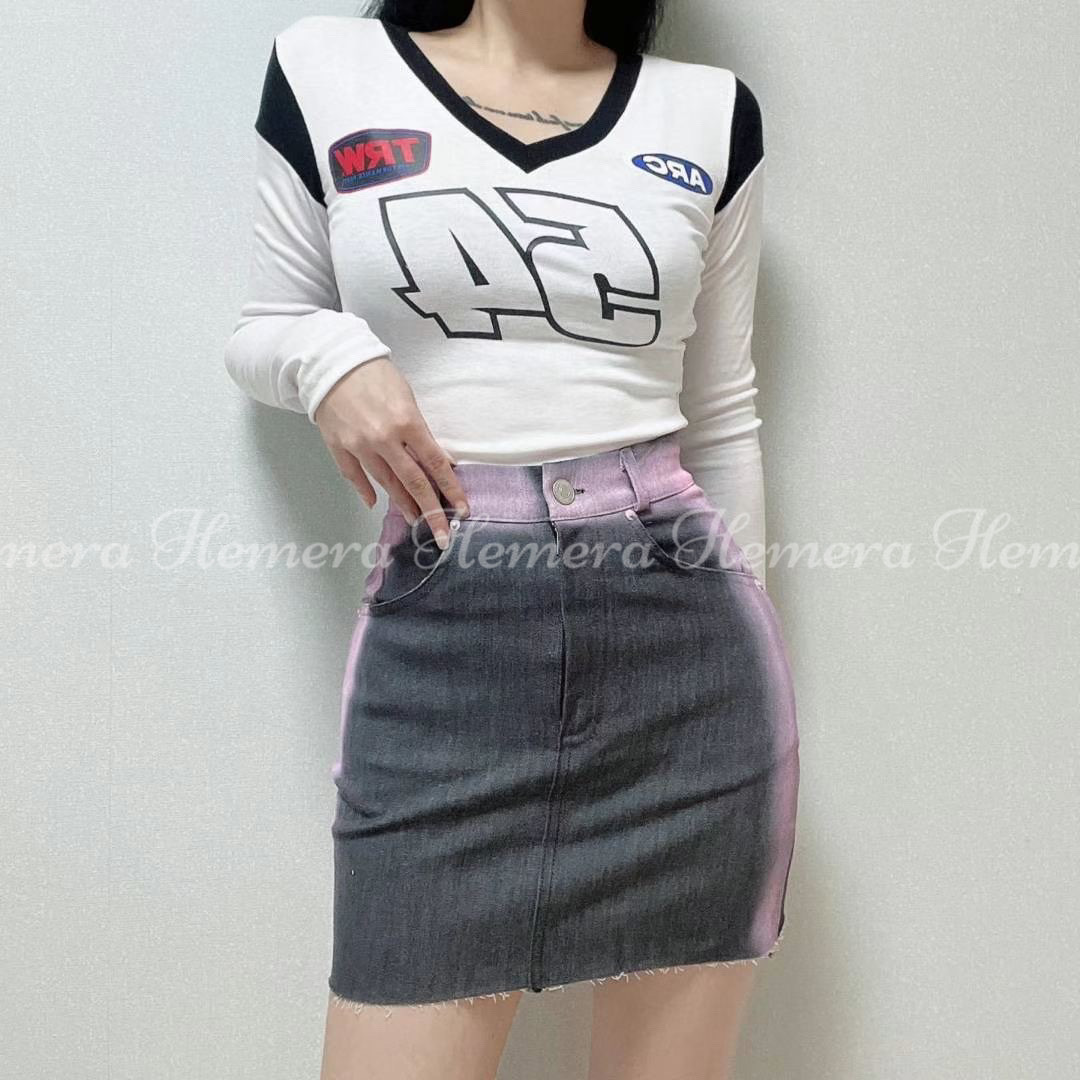 SK23W0515 牛仔漸變色半截裙