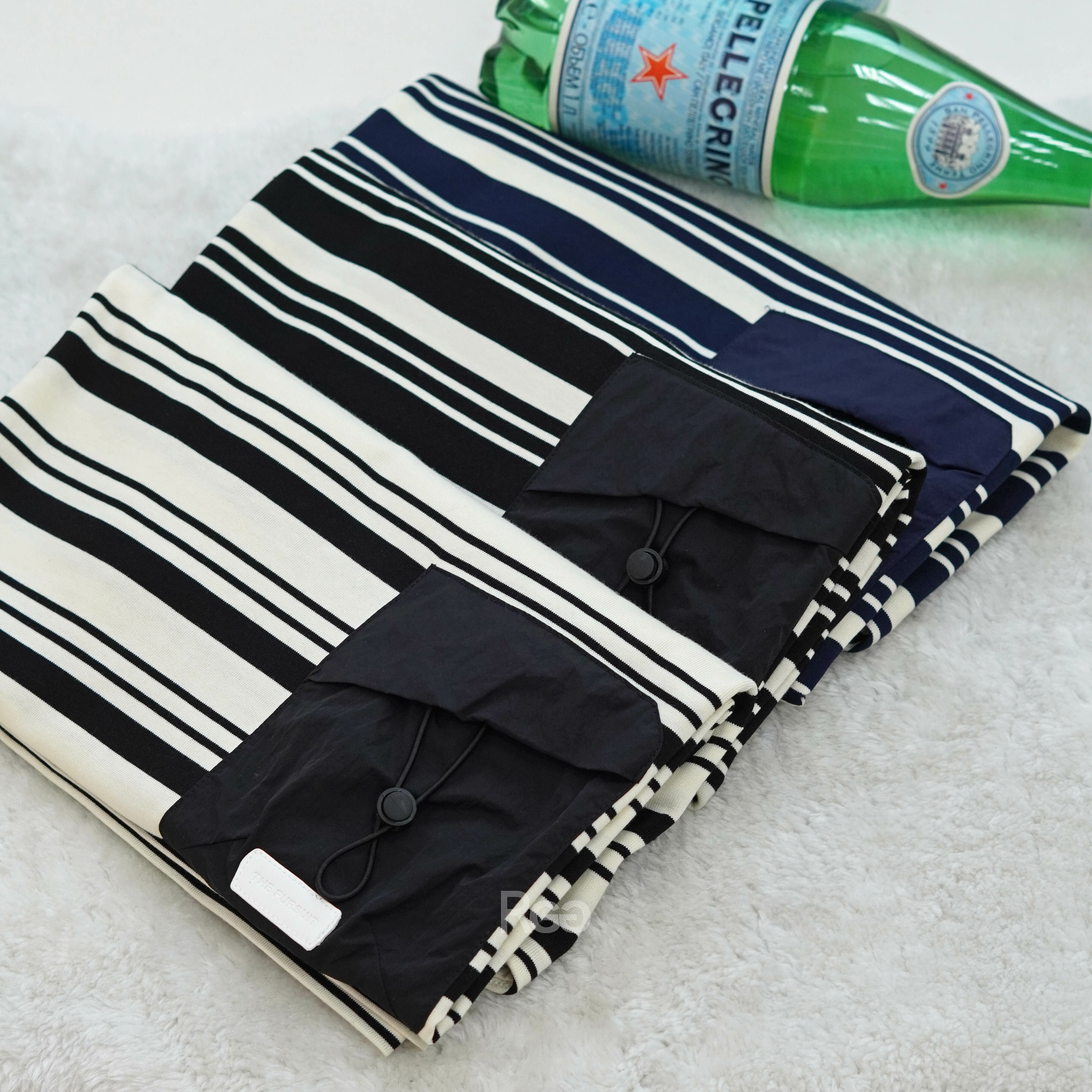 #6816 口袋造型橫條紋短T