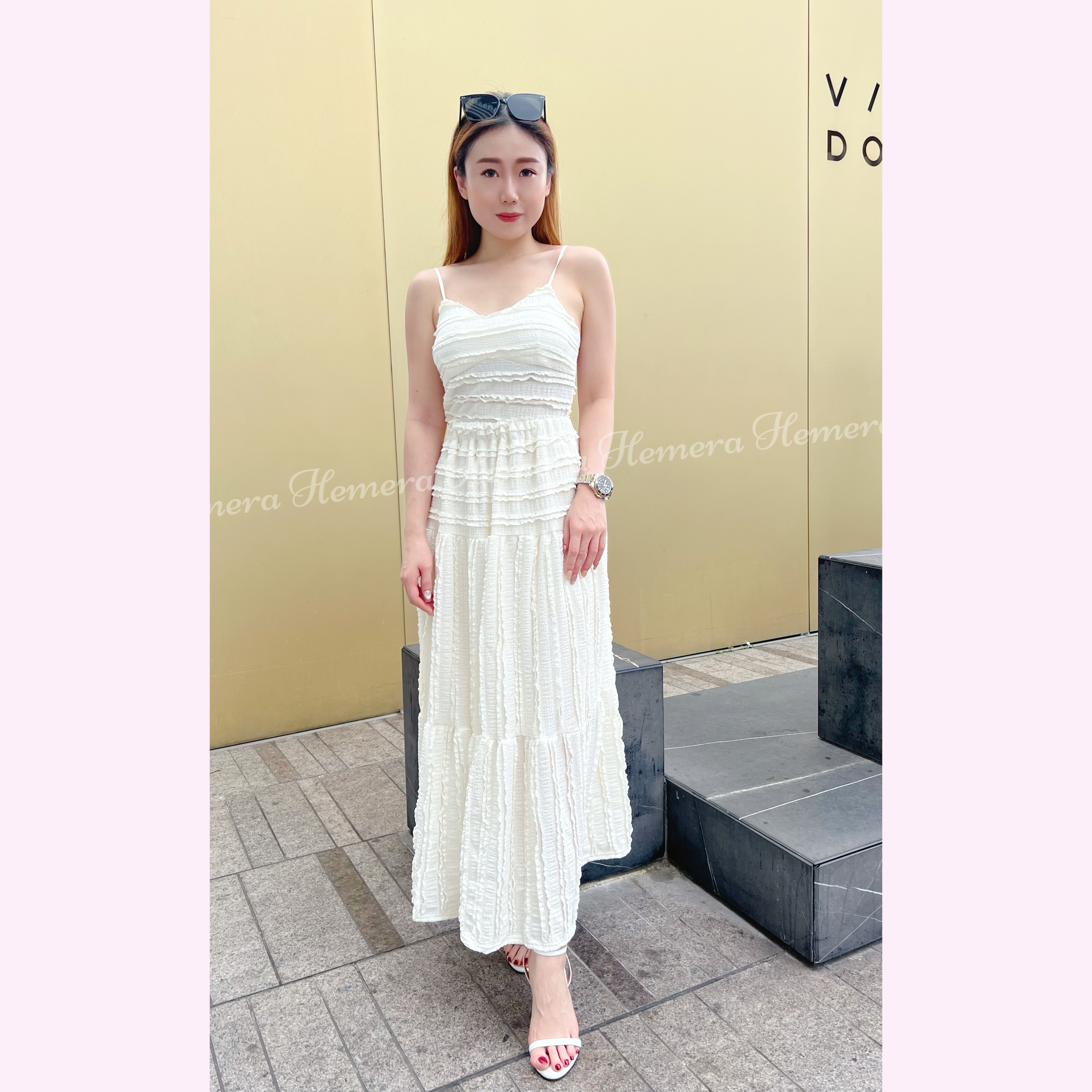 ST23W0519 LACE渡假風吊帶背心連A-LINE長裙