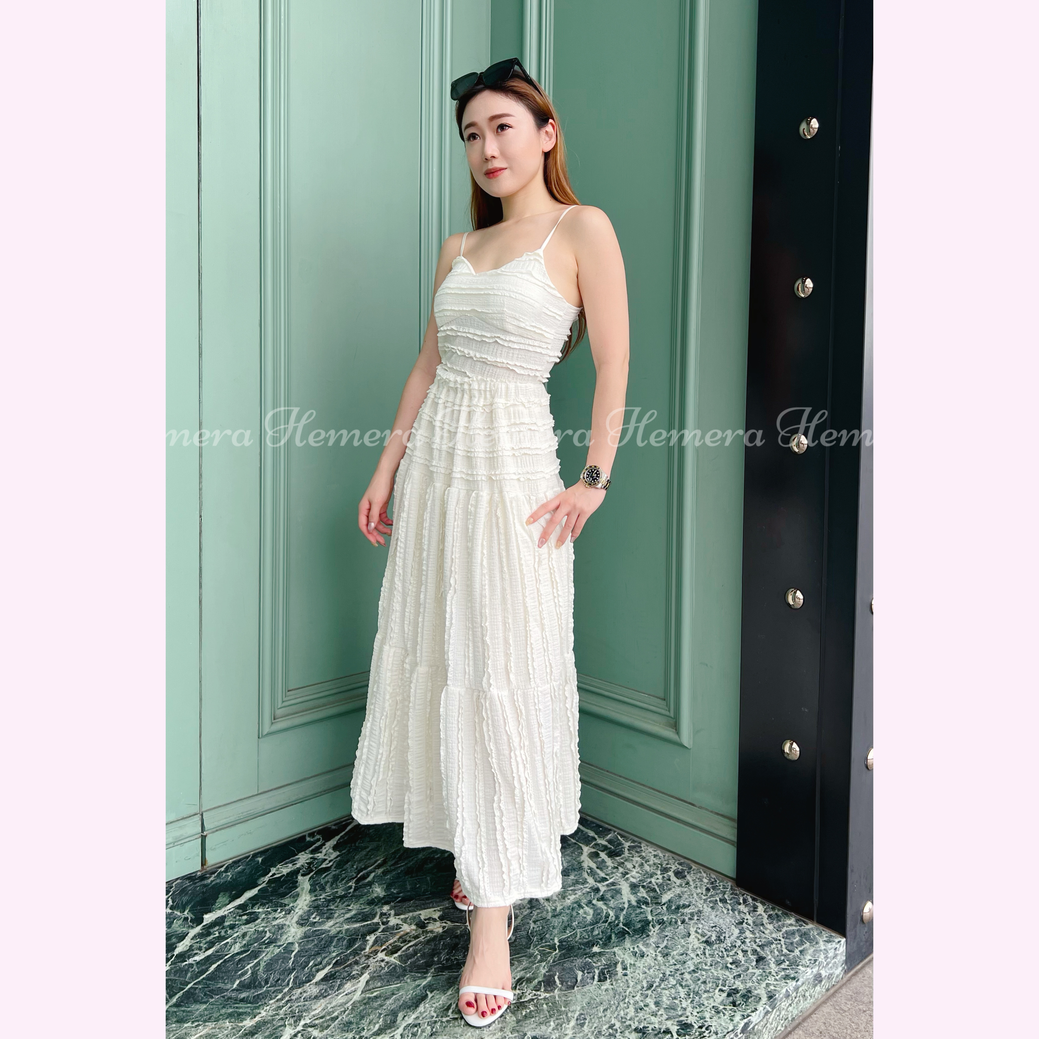 ST23W0519 LACE渡假風吊帶背心連A-LINE長裙