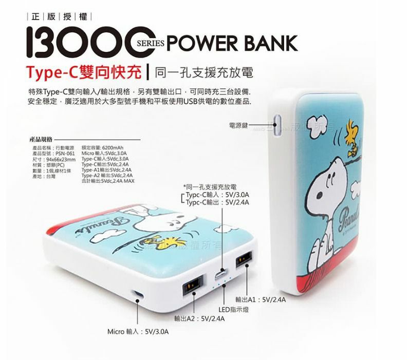 台灣Snoopy 13000mAh Power Bank