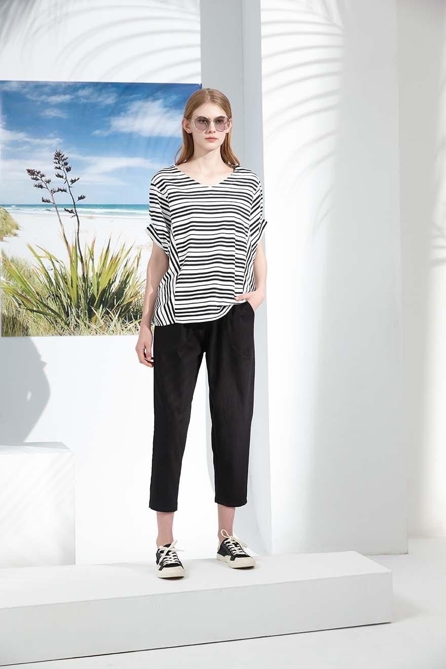 有機棉時尚V領造型上衣S6052