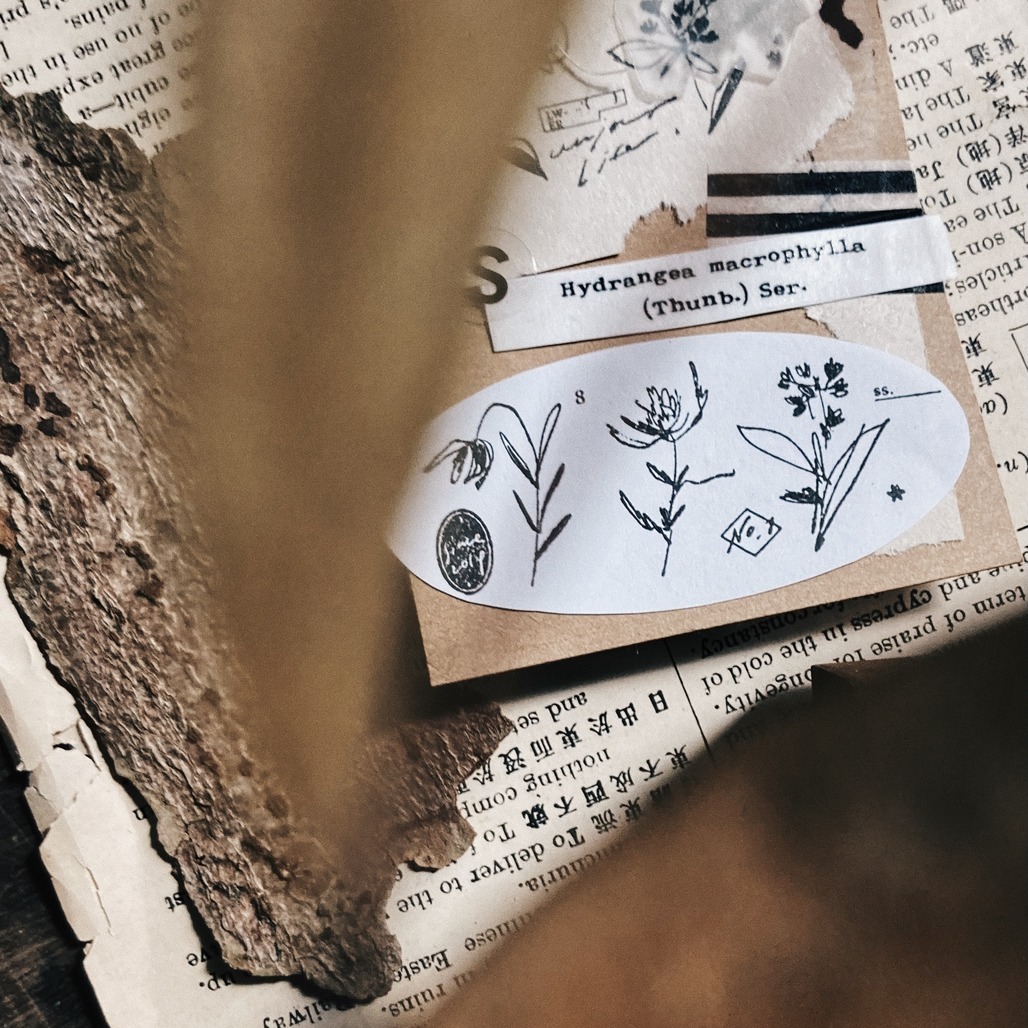 羊君．草花/楝色/焰百合 復古花朵櫸木印章