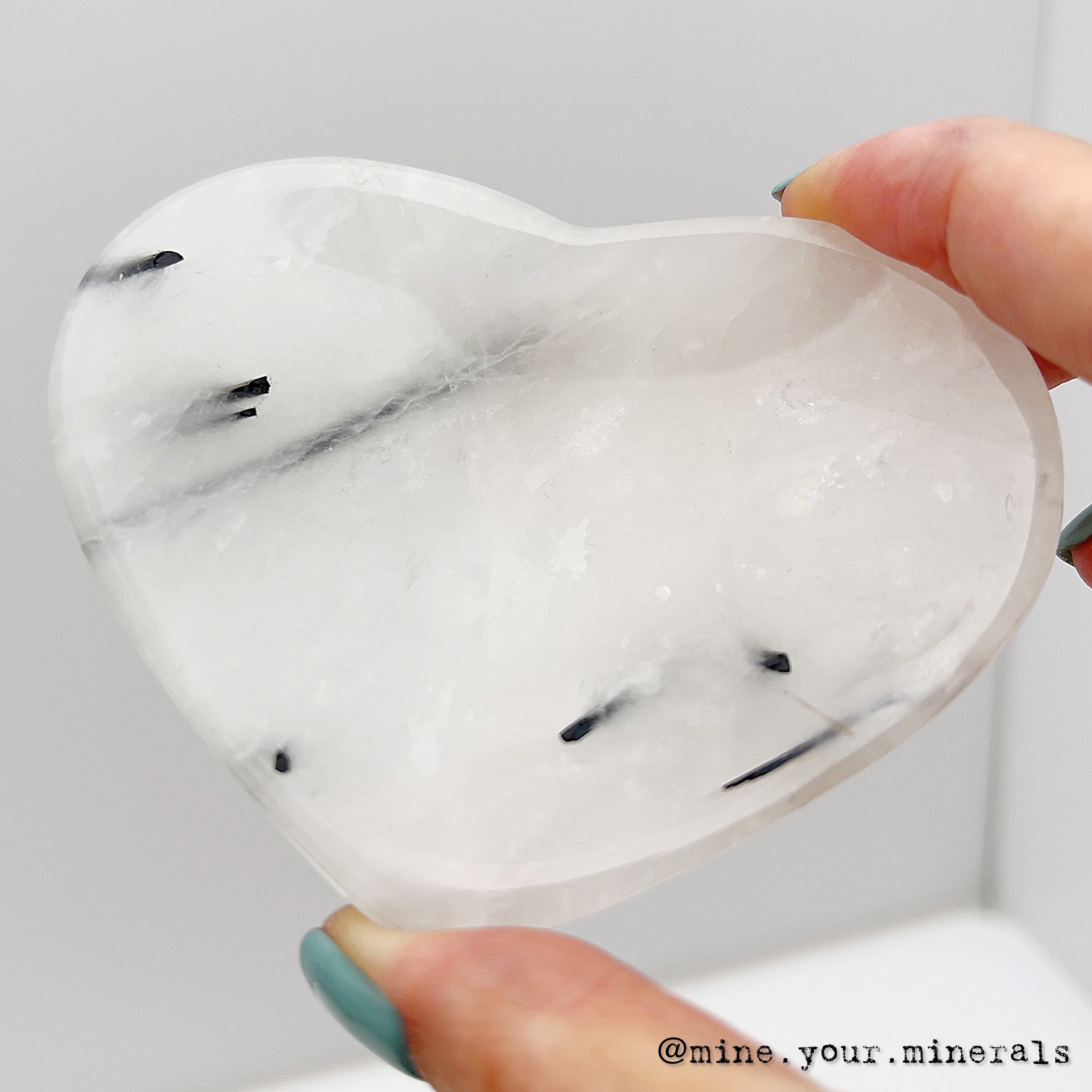 白水晶黑碧壐愛心碗