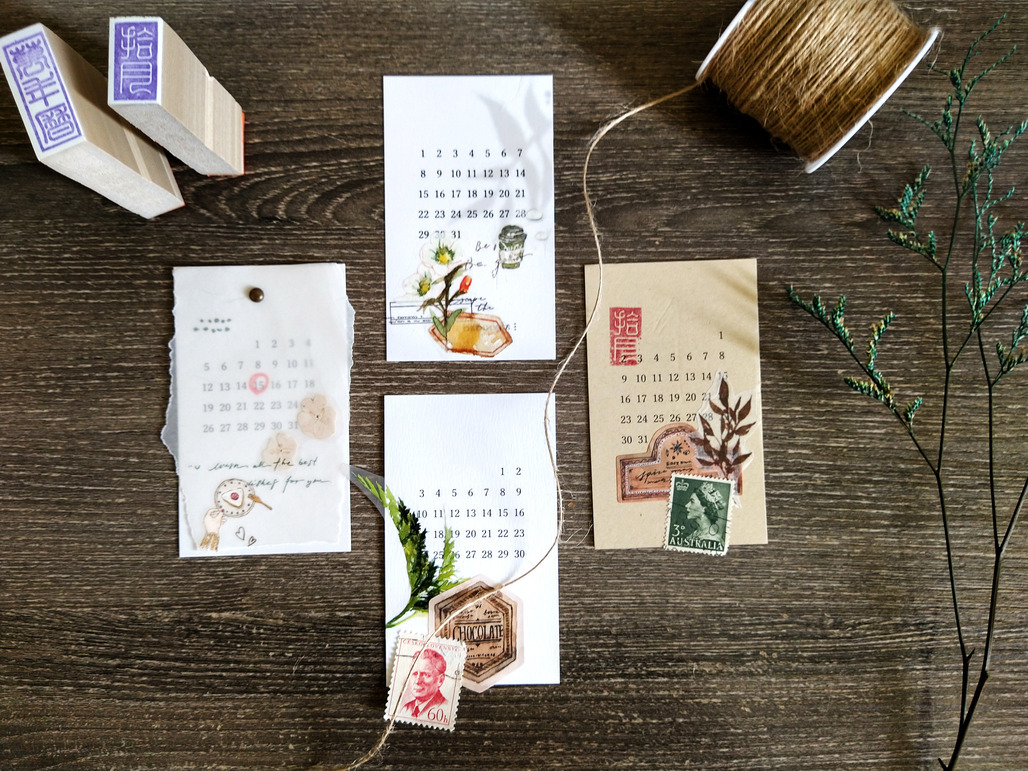 無色綻放．萬年曆 便箋卡 拼貼素材