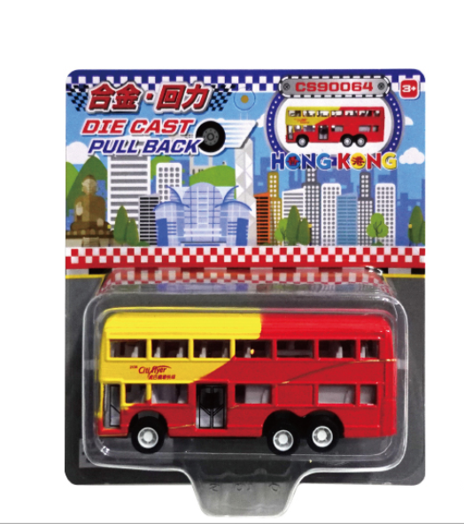 香港交通工具玩具-紅黃色雙層機場巴士