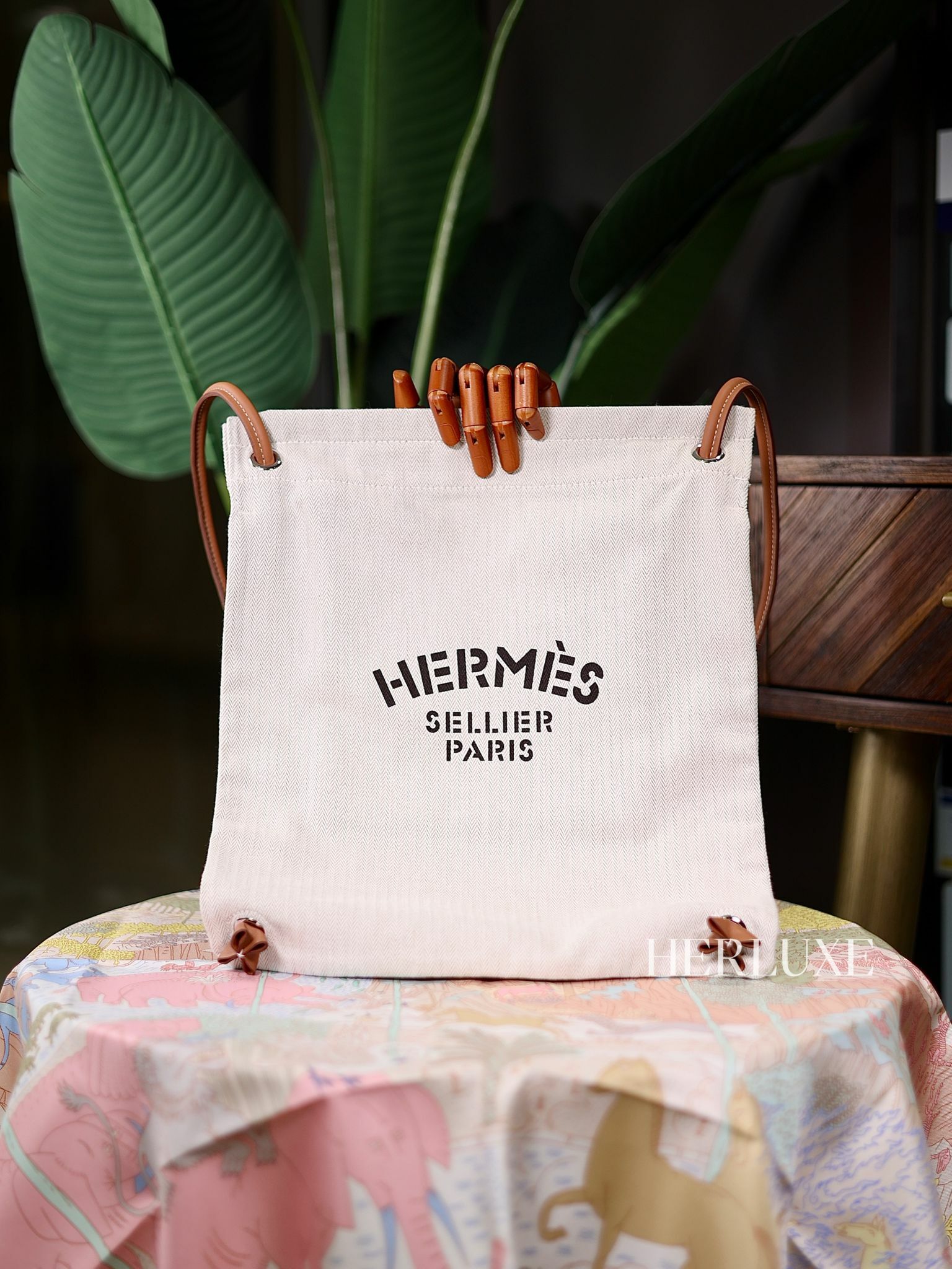 Maline 34 en toile chevron gold/ craie swift