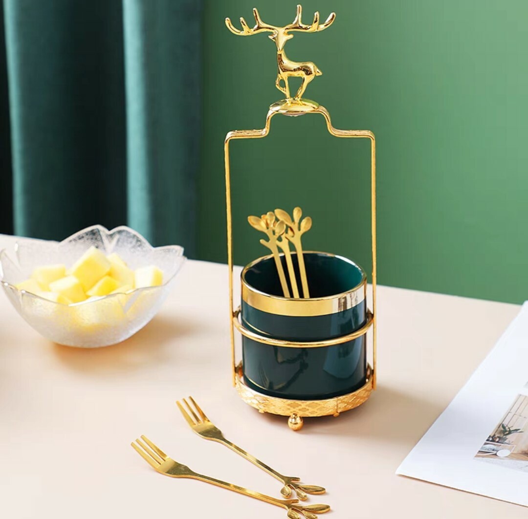 輕奢風水果叉收納罐(贈送5叉)