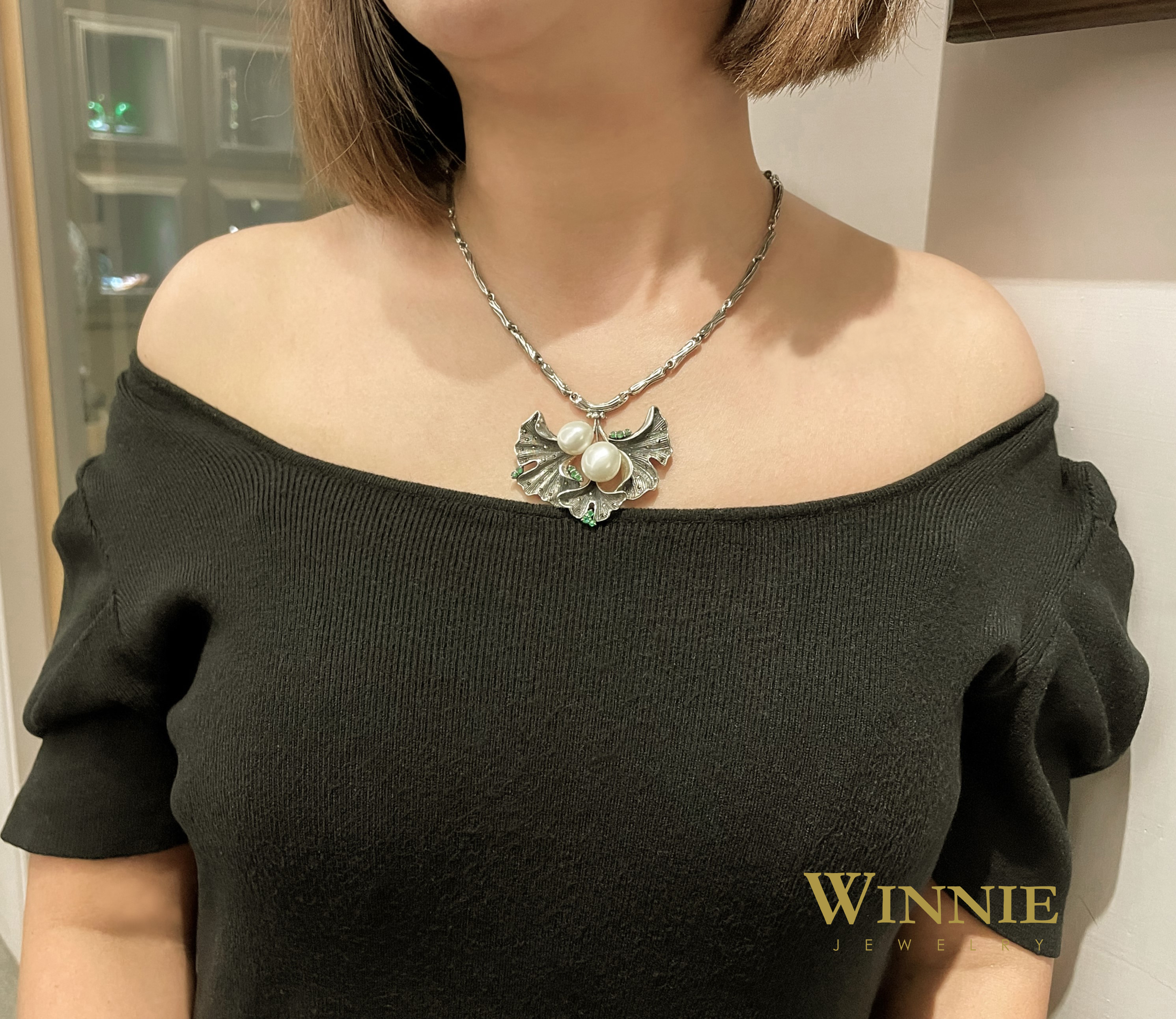 祖母綠荷葉珍寶項鍊