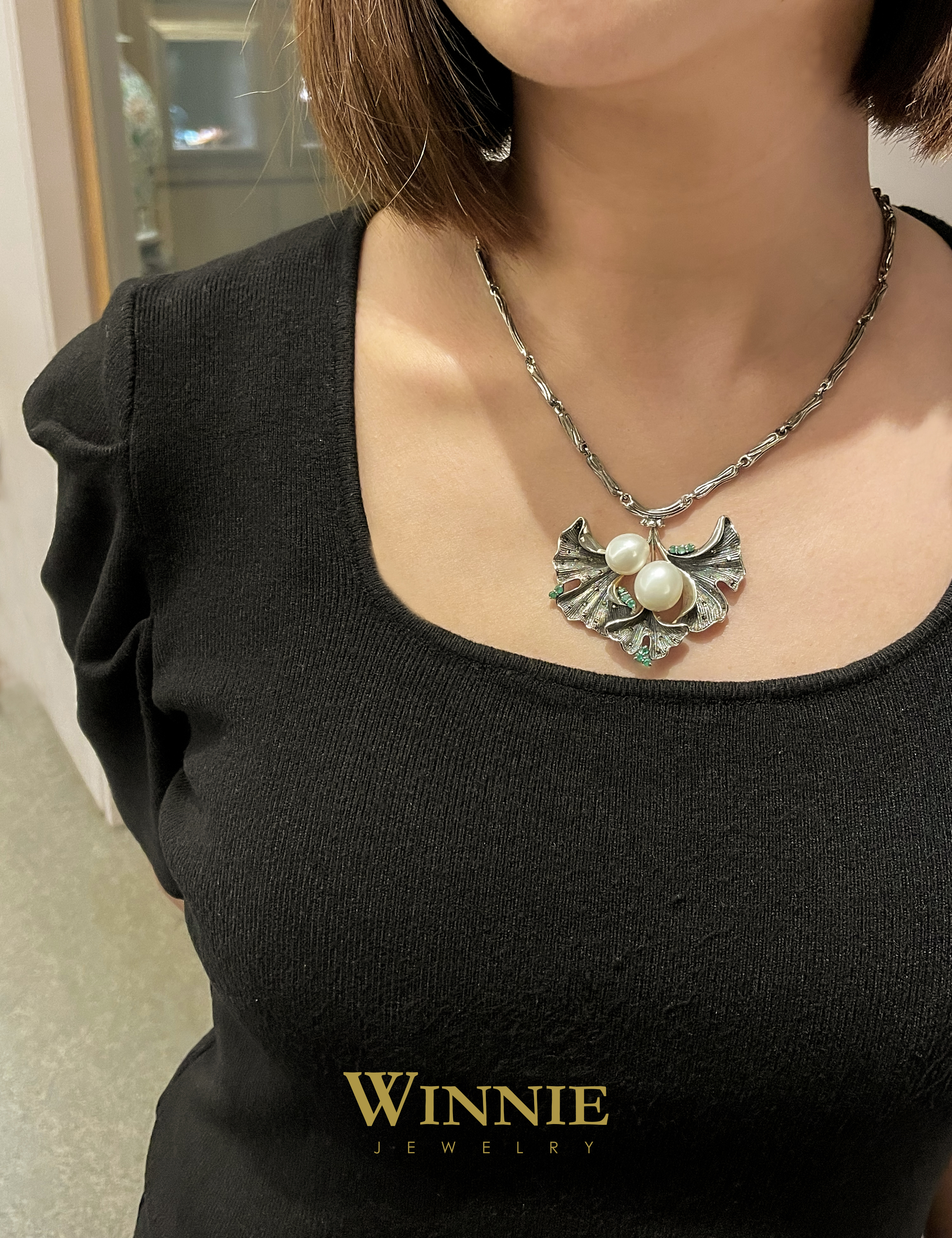 祖母綠荷葉珍寶項鍊