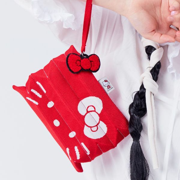 【JOSEPH&STACEY×Sanrio】新作 Lucky Pleats Knit Clutch S Lucky Pleats Knit Clutch S Hello Kitty Mid Blue | JOSEPH AND