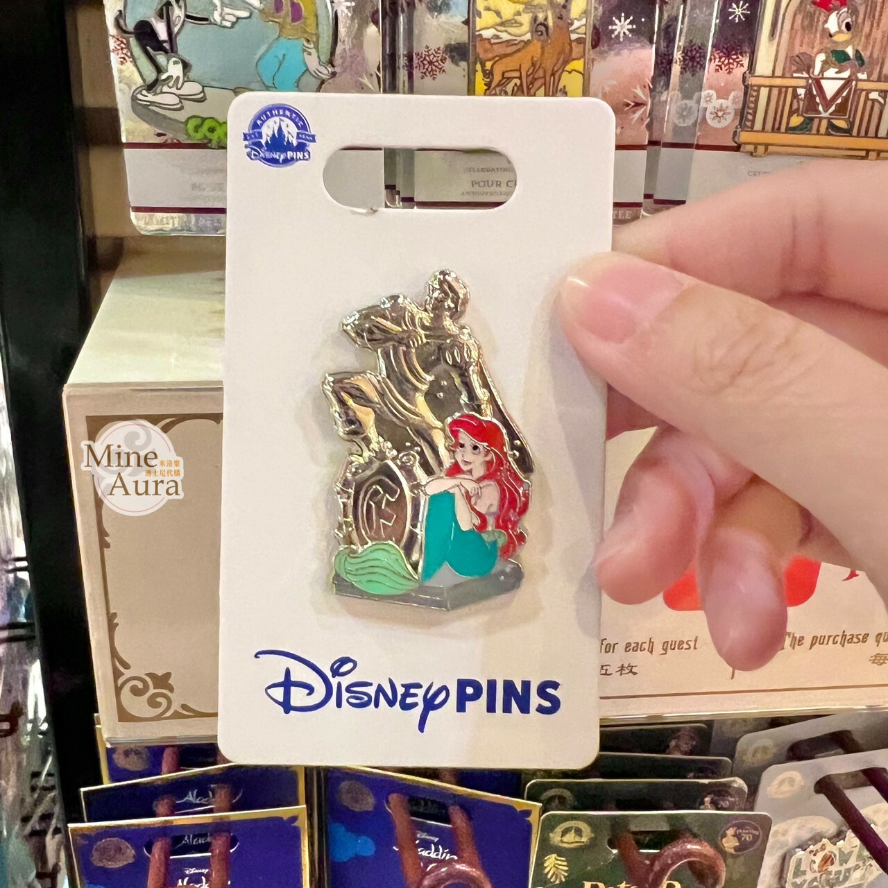 愛麗兒 Ariel 王子銅像 造型 徽章 PIN 小美人魚 The Little Mermaid -香港迪士尼樂園