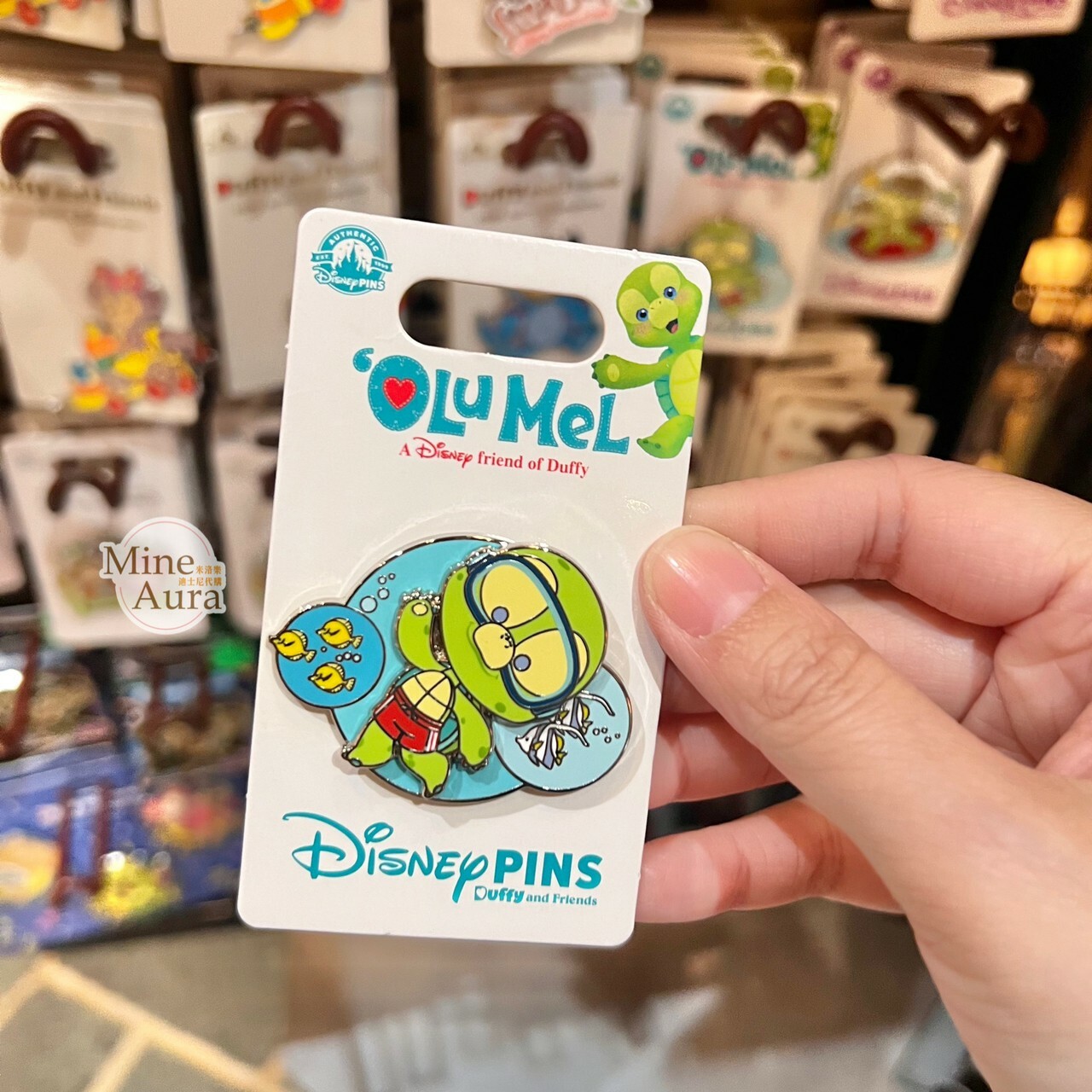夏威夷系列 奧樂米拉 海龜 OluMel 潛水 可動 造型 徽章 PIN -香港迪士尼樂園