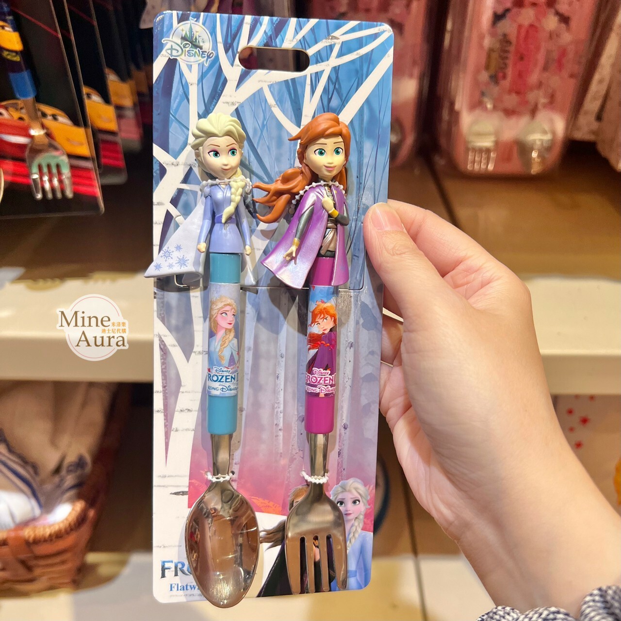 艾莎 Elsa 安娜Anna 造型 湯匙 叉子 餐具 2入組 冰雪奇緣 Frozen -香港迪士尼樂園