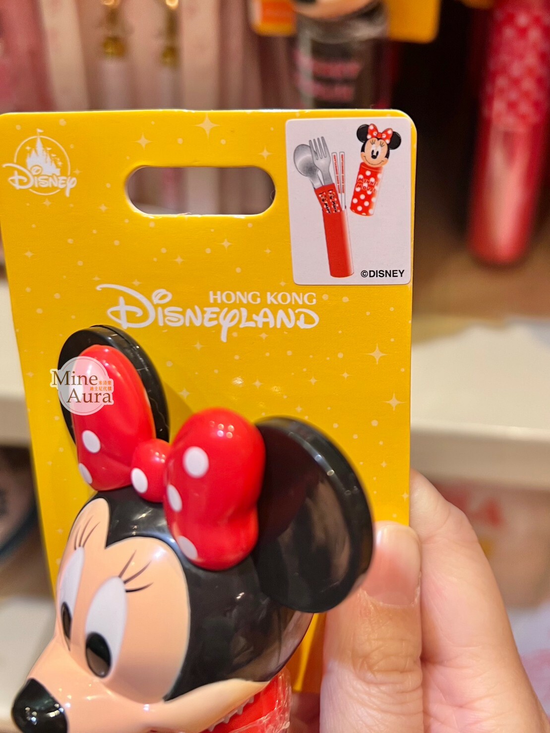 米妮 Minnie 大頭造型 攜帶式 環保 餐具 3入組 -香港迪士尼樂園