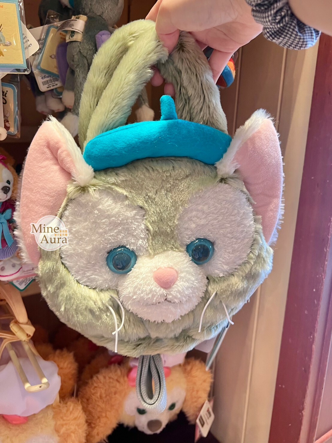 傑拉托尼 畫家貓 Gelatoni 大頭 絨毛 2way 手提包 斜背包 兩用 -香港迪士尼樂園