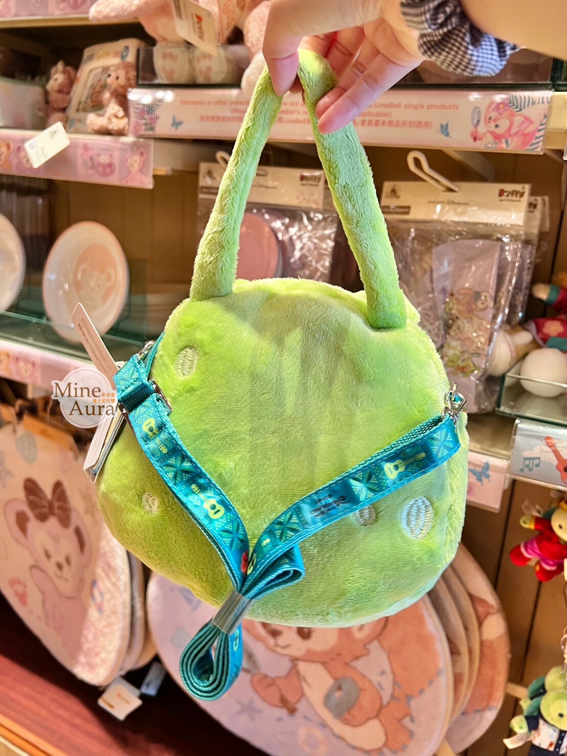 奧樂米拉 海龜 OluMel 大頭 絨毛 2way 手提包 斜背包 兩用 -香港迪士尼樂園
