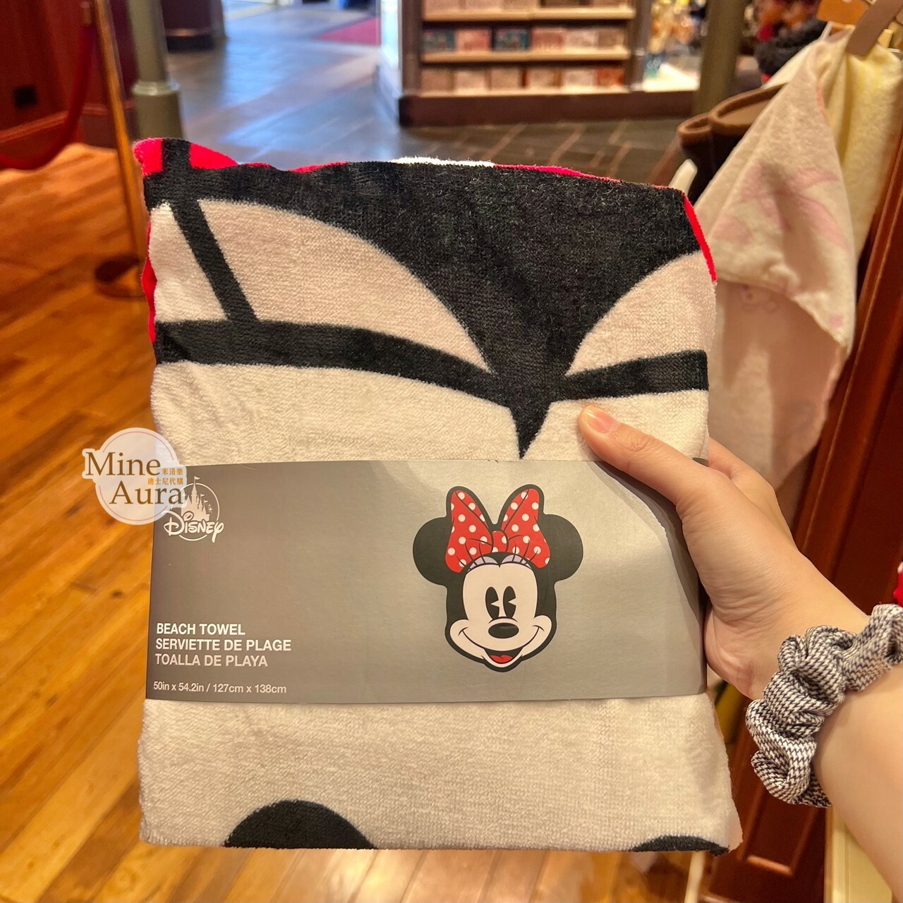 米妮 Minnie 大頭造型 沙灘巾 海灘巾 浴巾 -香港迪士尼樂園