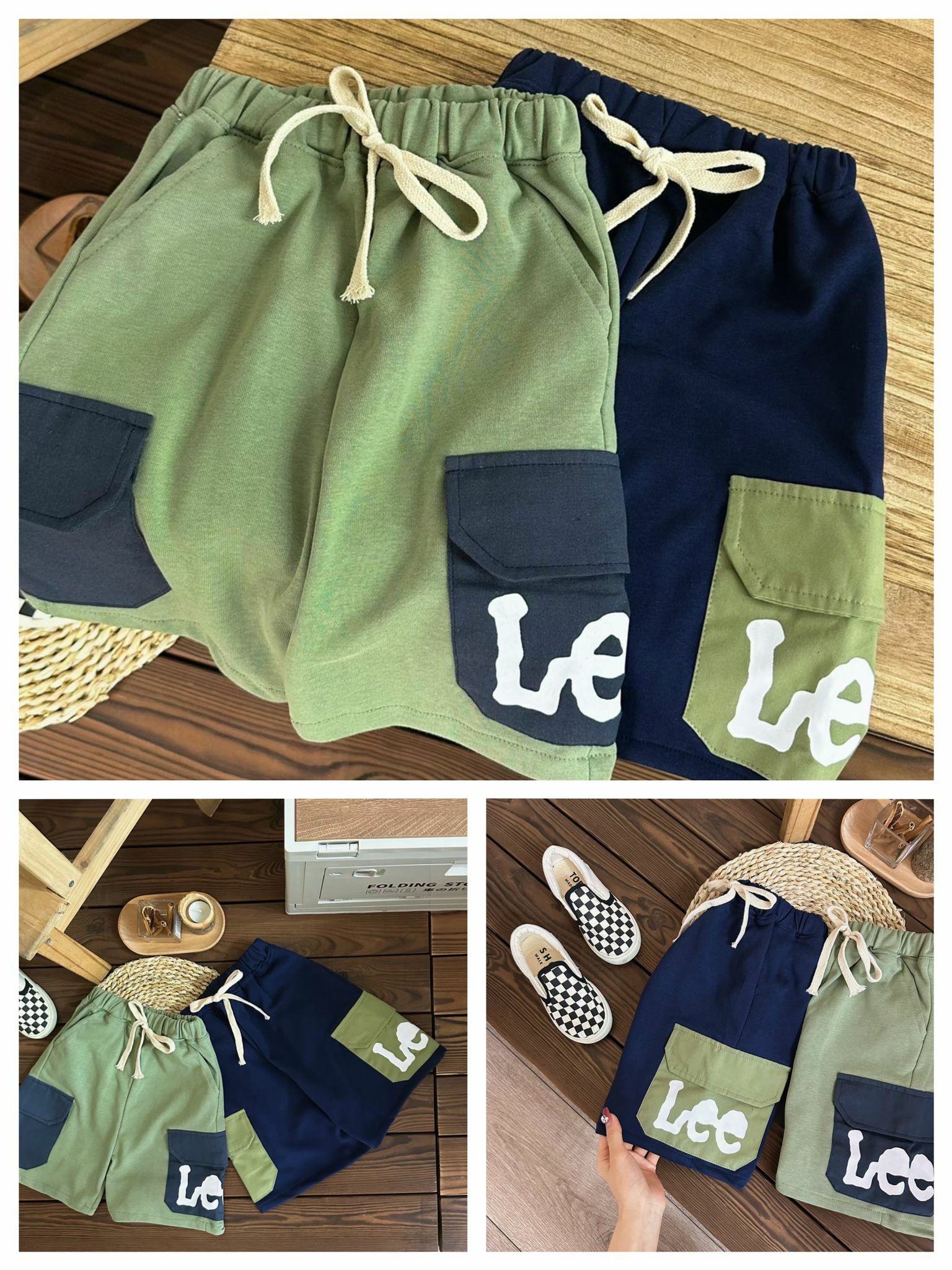 Lee拼色兒童短褲#2300097