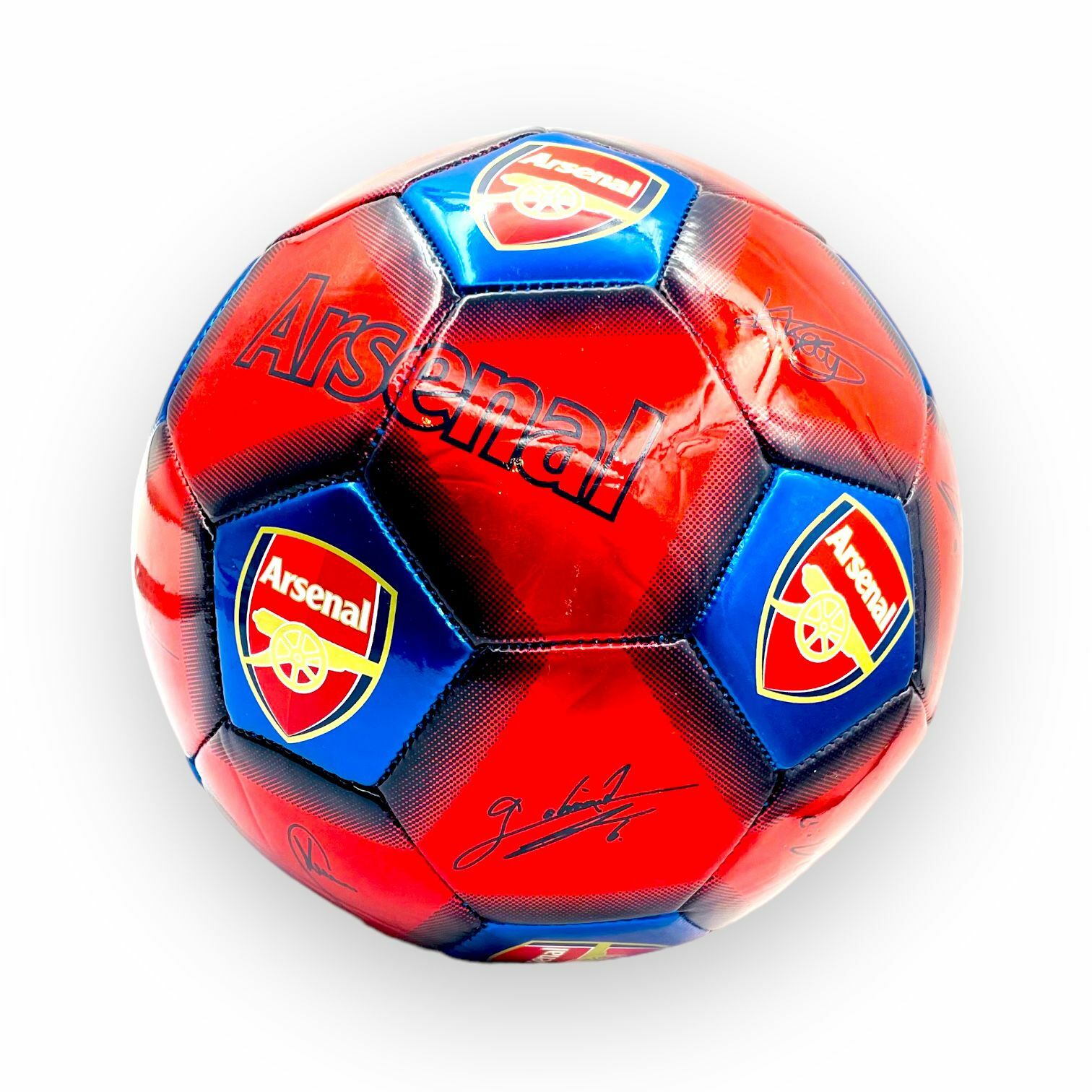 阿仙奴紅藍金屬色球星簽名5號足球