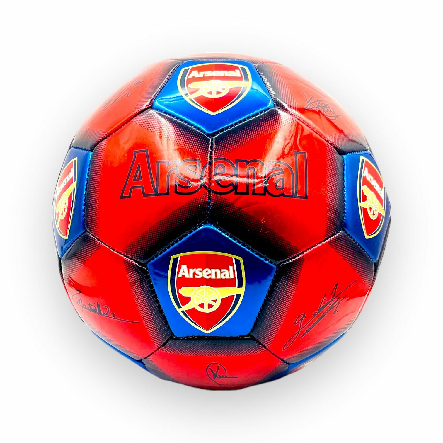 阿仙奴紅藍金屬色球星簽名5號足球