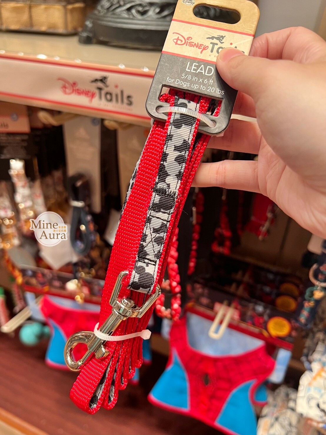 米奇 Mickey 滿版圖案紅邊 寵物 牽繩 (S) -香港迪士尼樂園