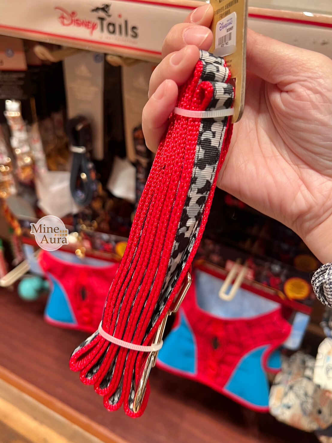 米奇 Mickey 滿版圖案紅邊 寵物 牽繩 (S) -香港迪士尼樂園