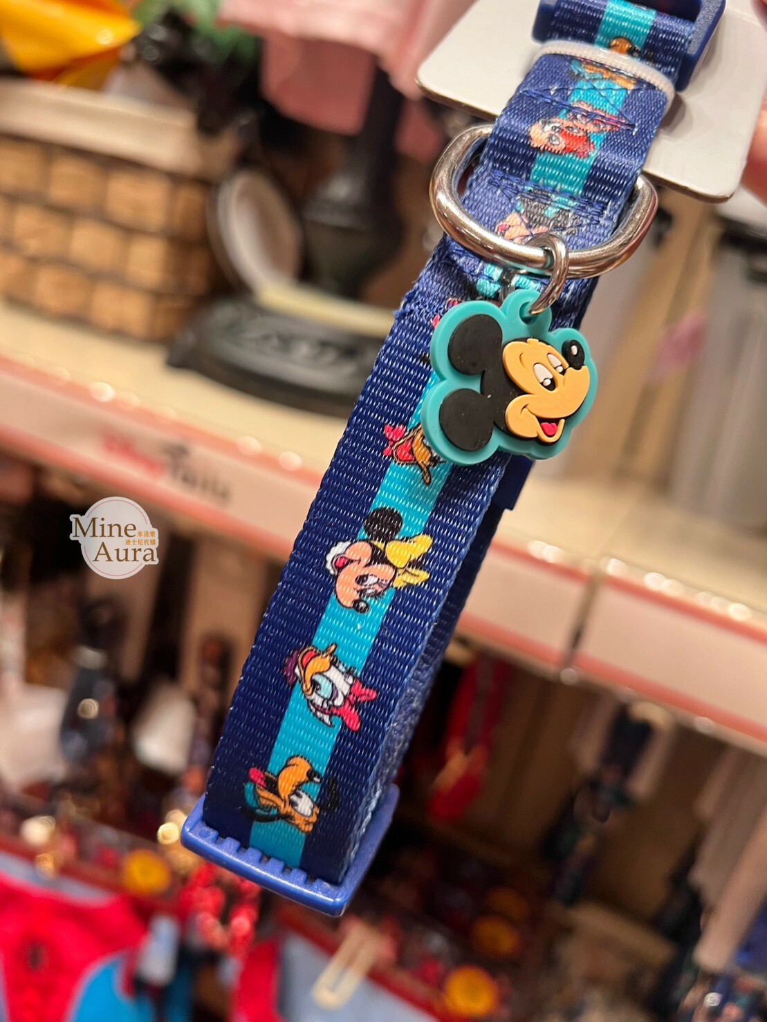 米奇 Mickey 吊飾 大頭圖案 藍邊 寵物 牽繩 -香港迪士尼樂園