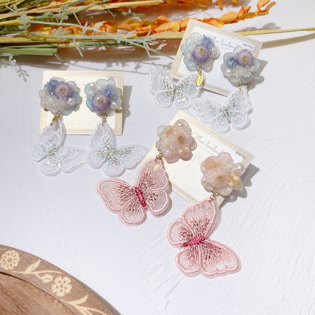 [手作家] 乾花x蓄絲蝴蝶耳環