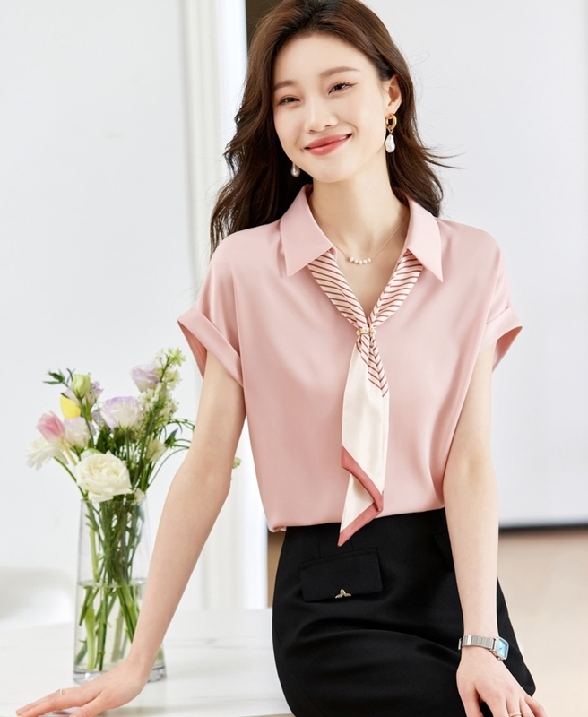 領巾落肩雪紡上衣 兩色