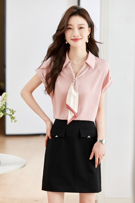 領巾落肩雪紡上衣 兩色