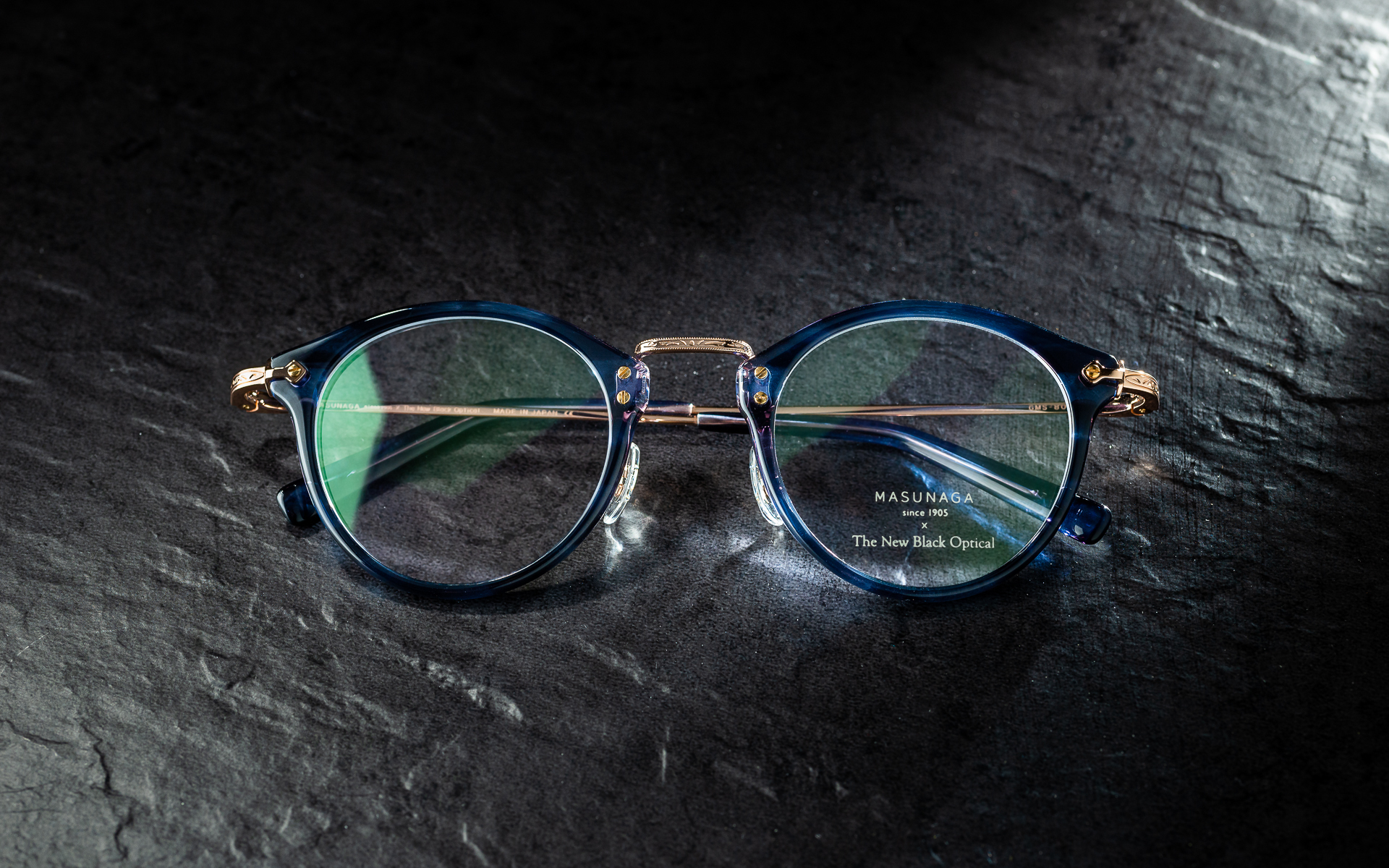 日本增永眼鏡Masunaga x The New Black Optical 藍玳瑁色.玫瑰金 GMS805