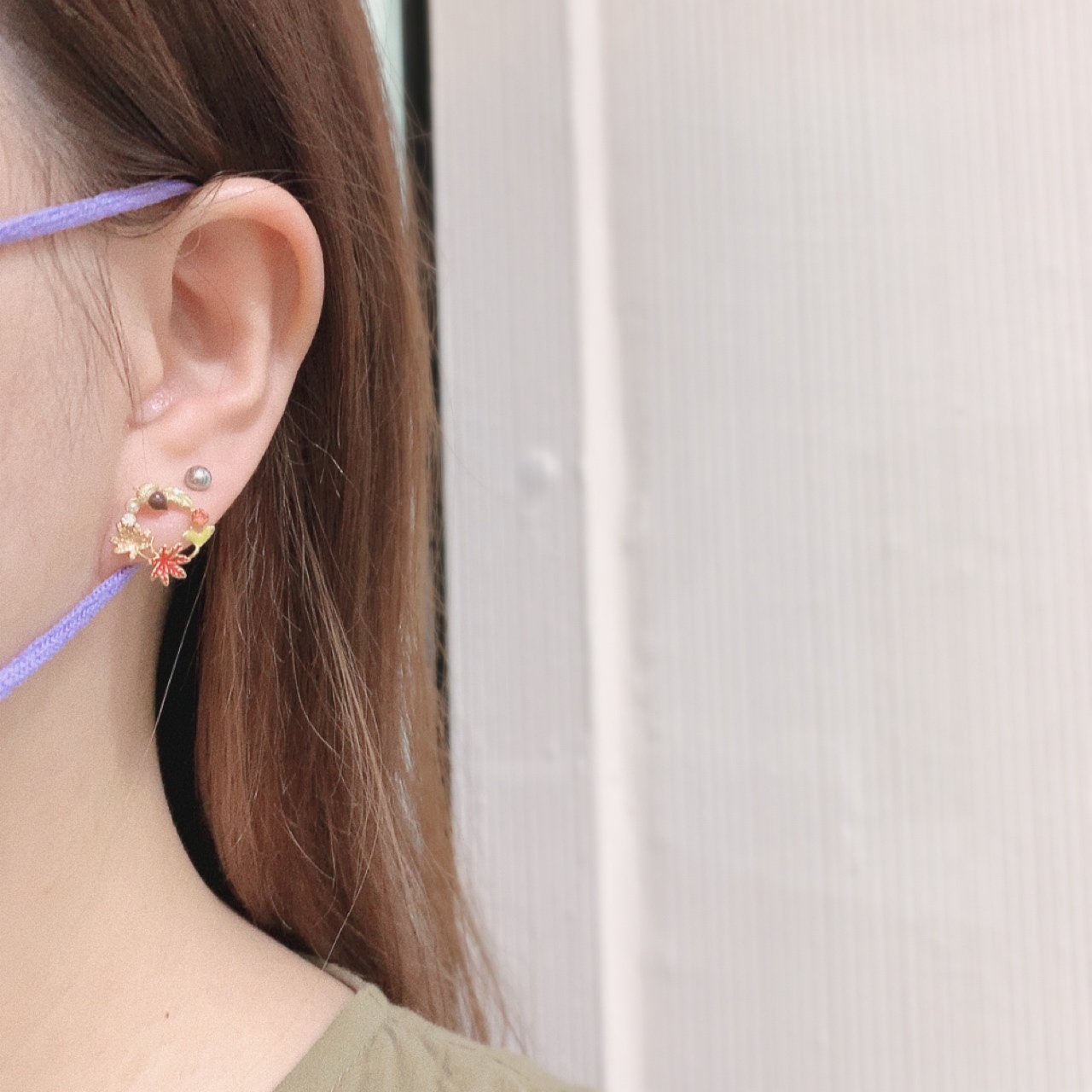 紅葉花圈耳環/髮夾