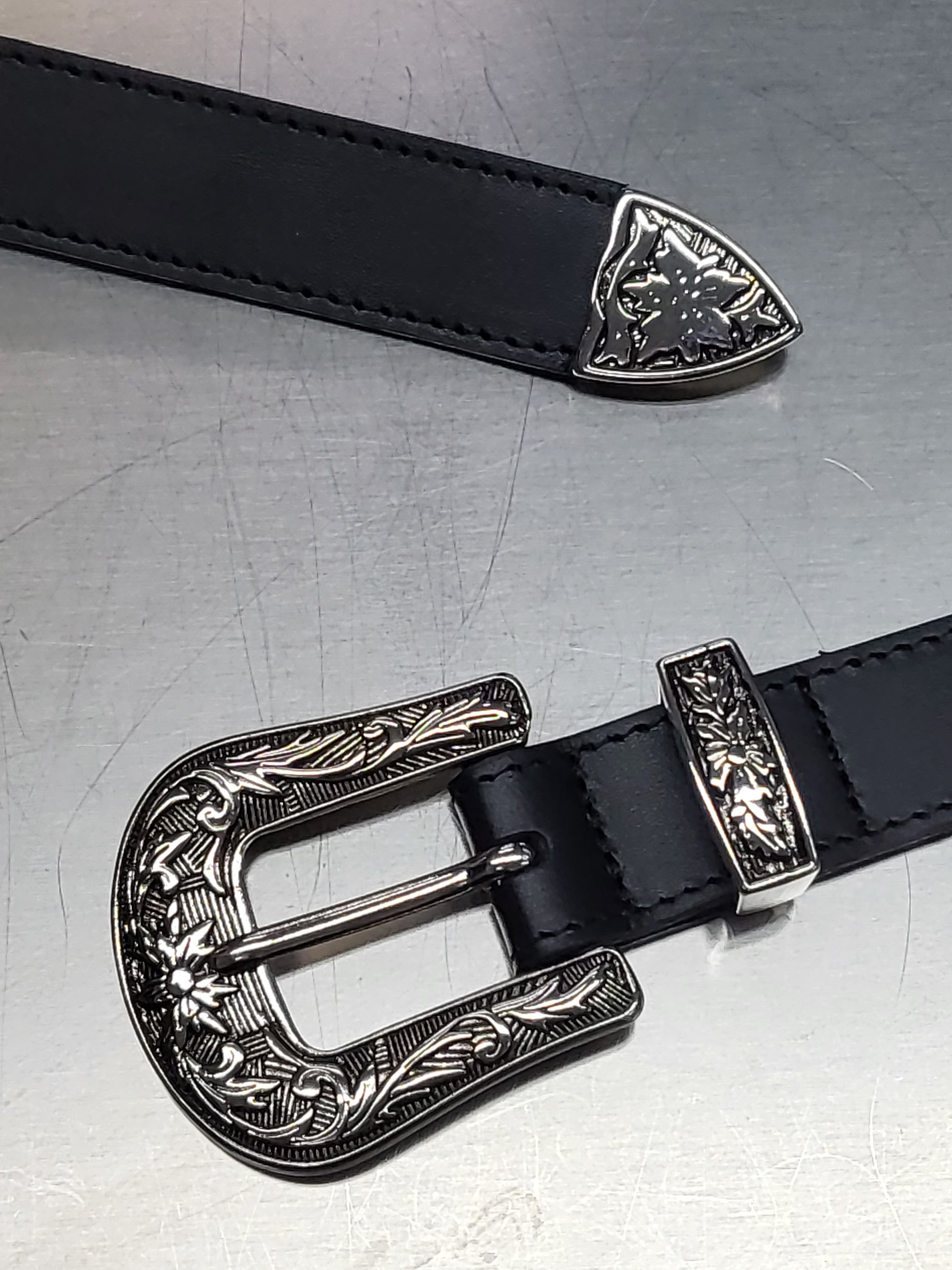 銀扣真皮皮帶 A0021