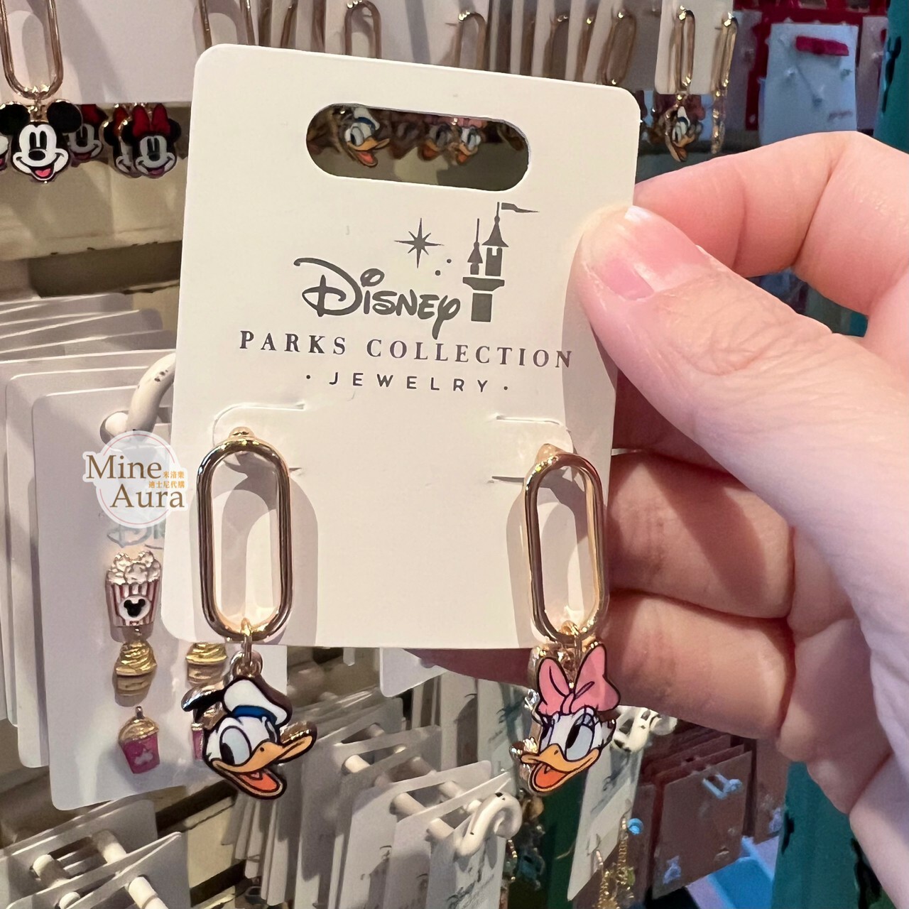 唐老鴨 Donald 黛西 Daisy 簍空 大頭造型 耳環 -香港迪士尼樂園